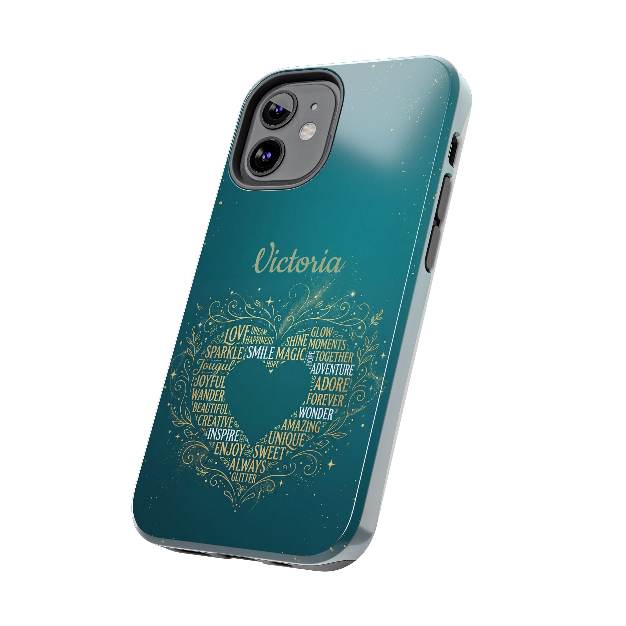 Personalized Teacher Phone Case — Custom Name Heart Word Art Design