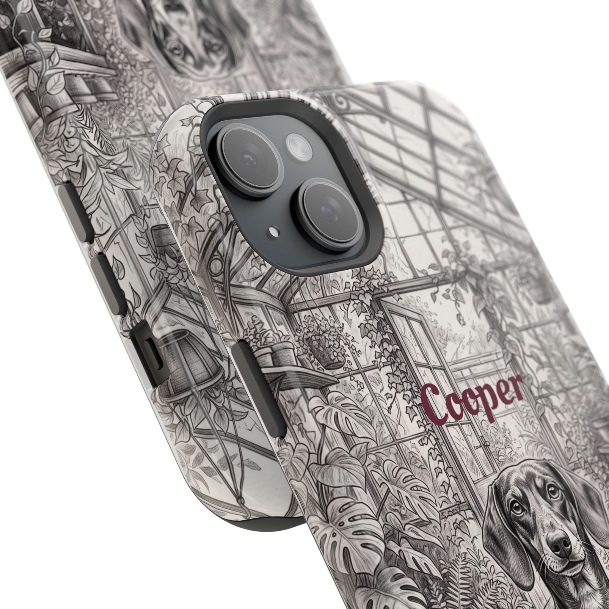 Personalized Dachshund Vintage Greenhouse Phone Case — Wireless Charging Cover