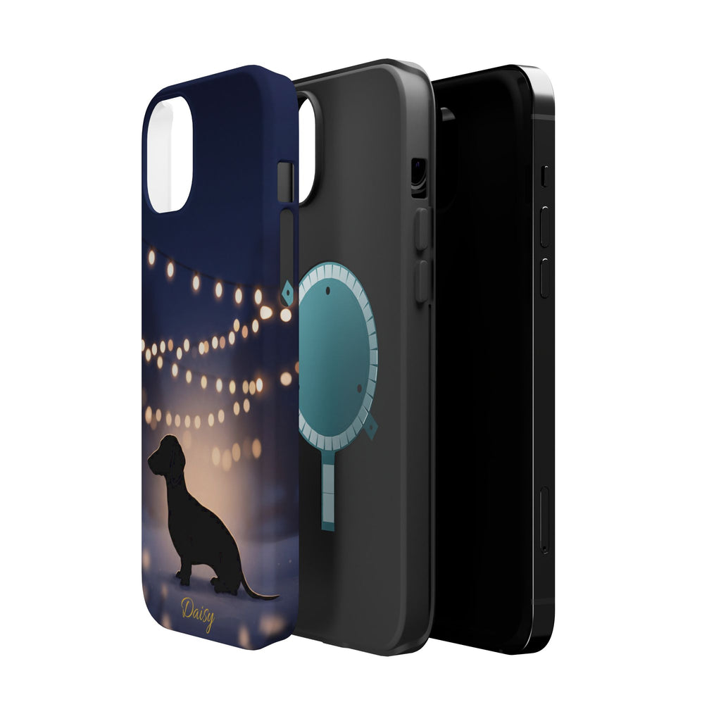 Personalized Dachshund Fairy Lights Phone Case — Wireless Charging Cover