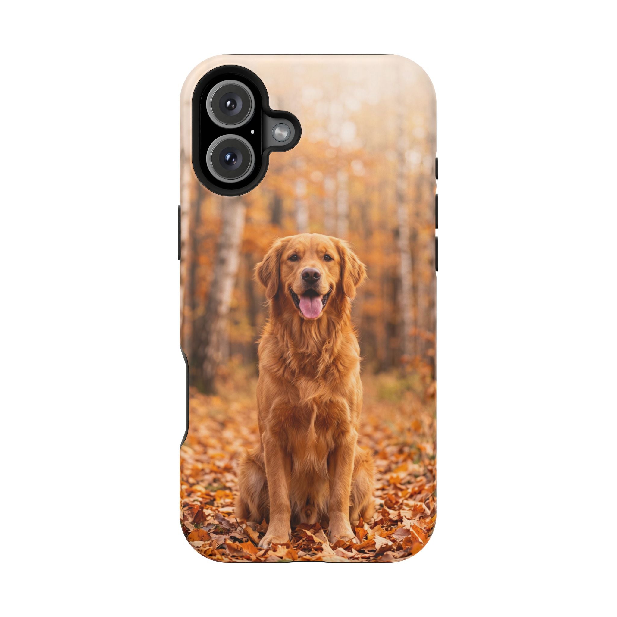Autumn Golden Retriever Phone Case — Impact-Resistant Wireless Charging Cover