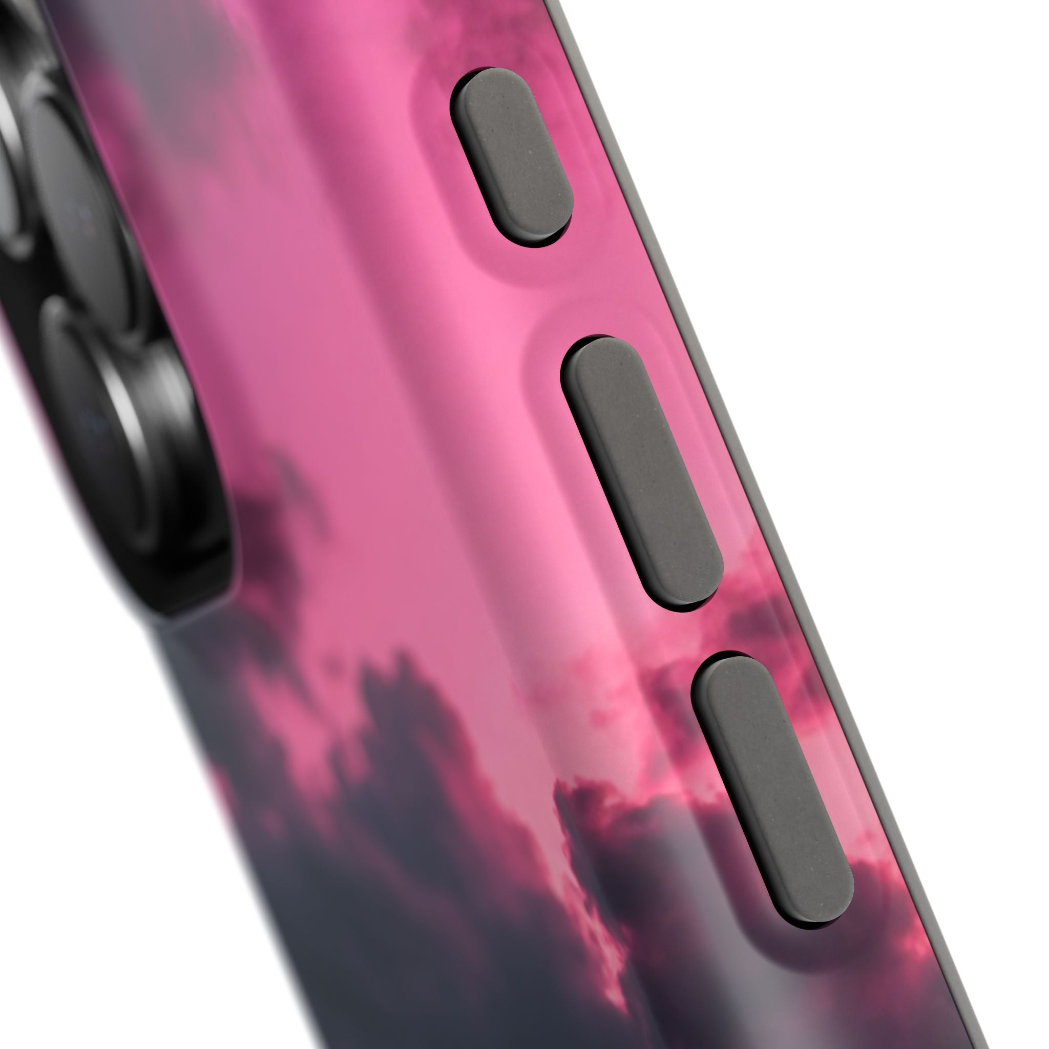 iPhone & Samsung Magnetic Impact-Resistant Phone Case — Pink Twilight Cloud with Paw Print