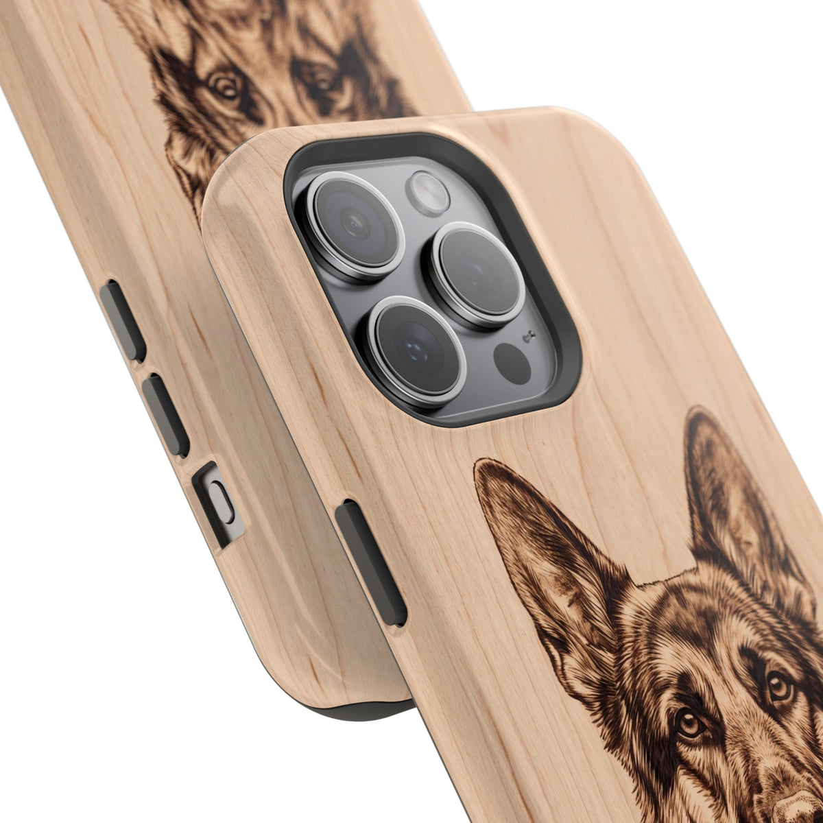 German Shepherd Phone Case | Pyrography Art — Tough Magnetic Case with Wireless Charging