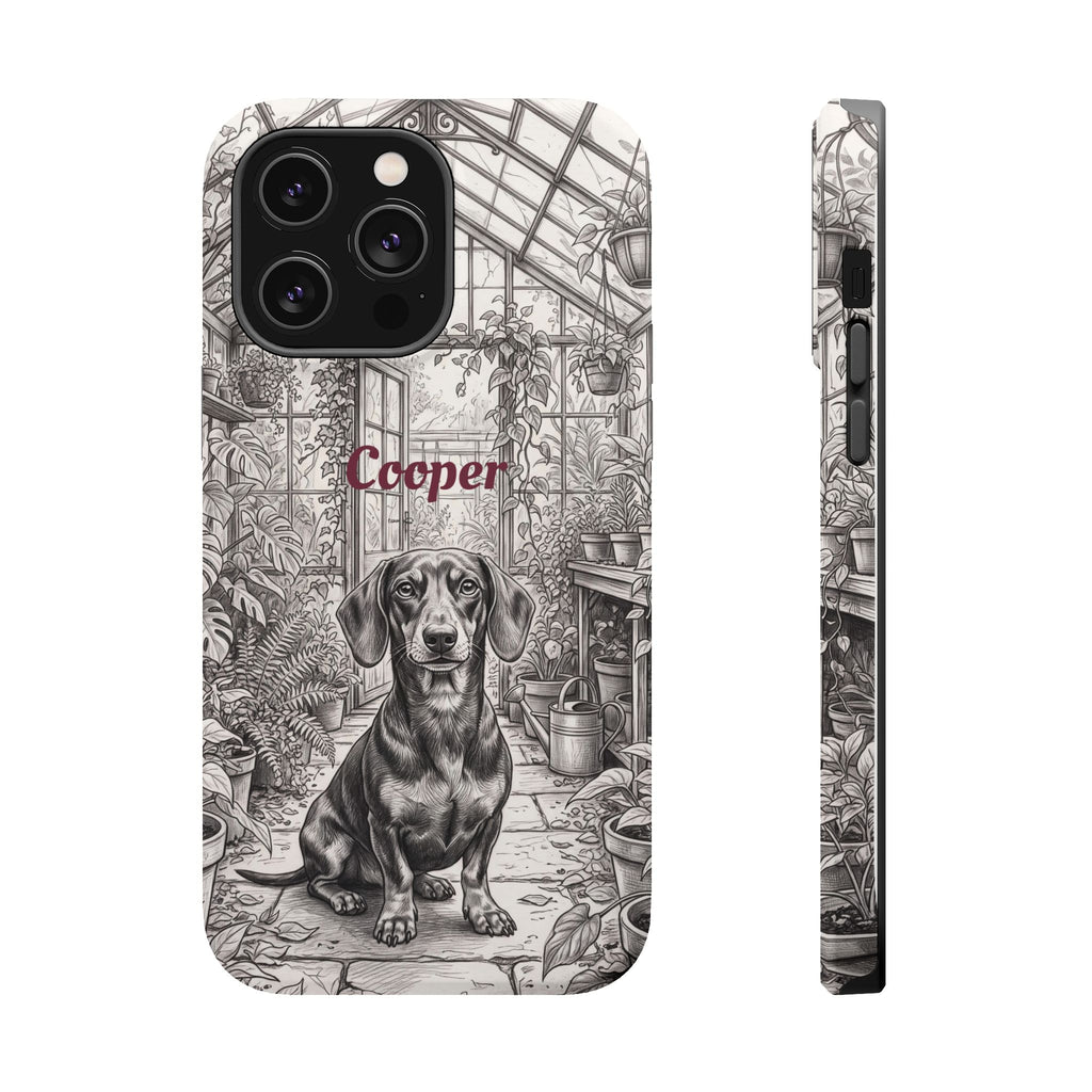 Personalized Dachshund Vintage Greenhouse Phone Case — Wireless Charging Cover