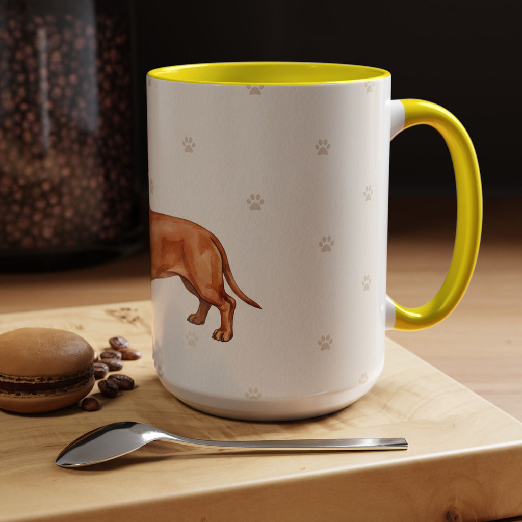 Dachshund Lover Mug – Wiener Dog with Scarf, Cute Watercolor Dachshund Gift Mug