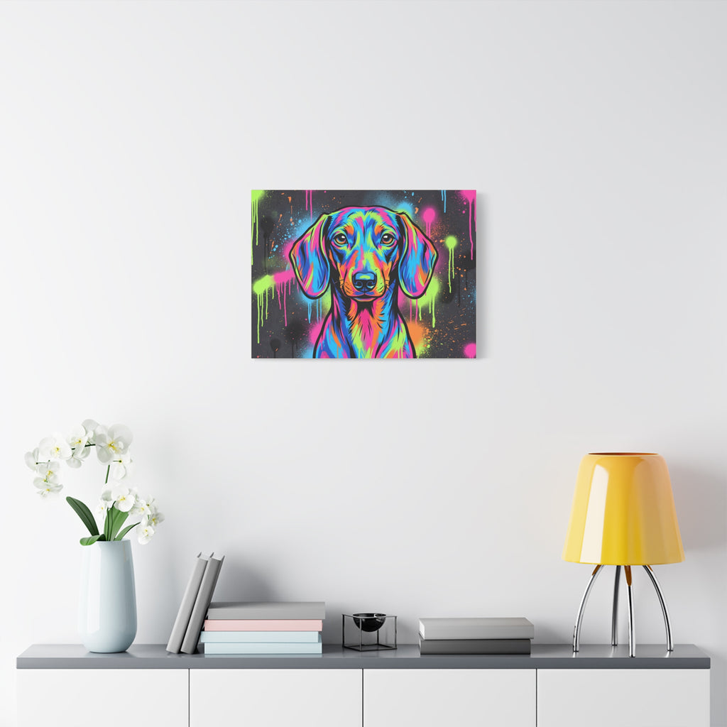 Dachshund Canvas | Neon Pop Art Drip Wall Art