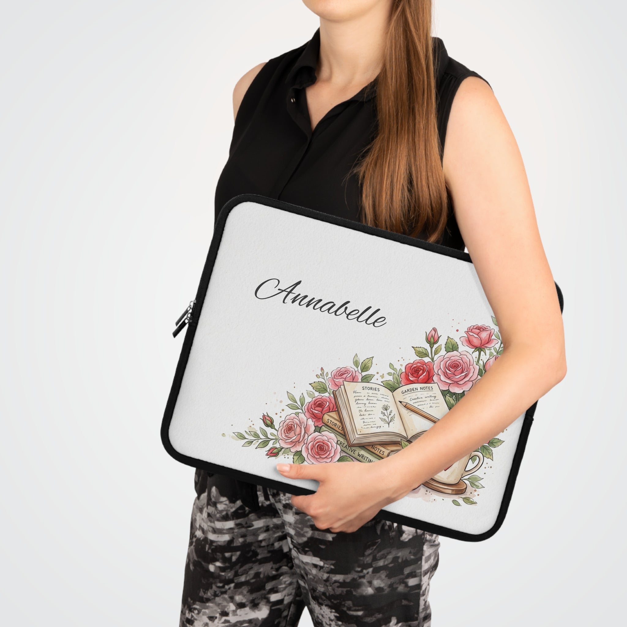 Personalized Teacher Laptop Sleeve | Custom Name Floral Watercolor Laptop Case | Teacher Appreciation Gift