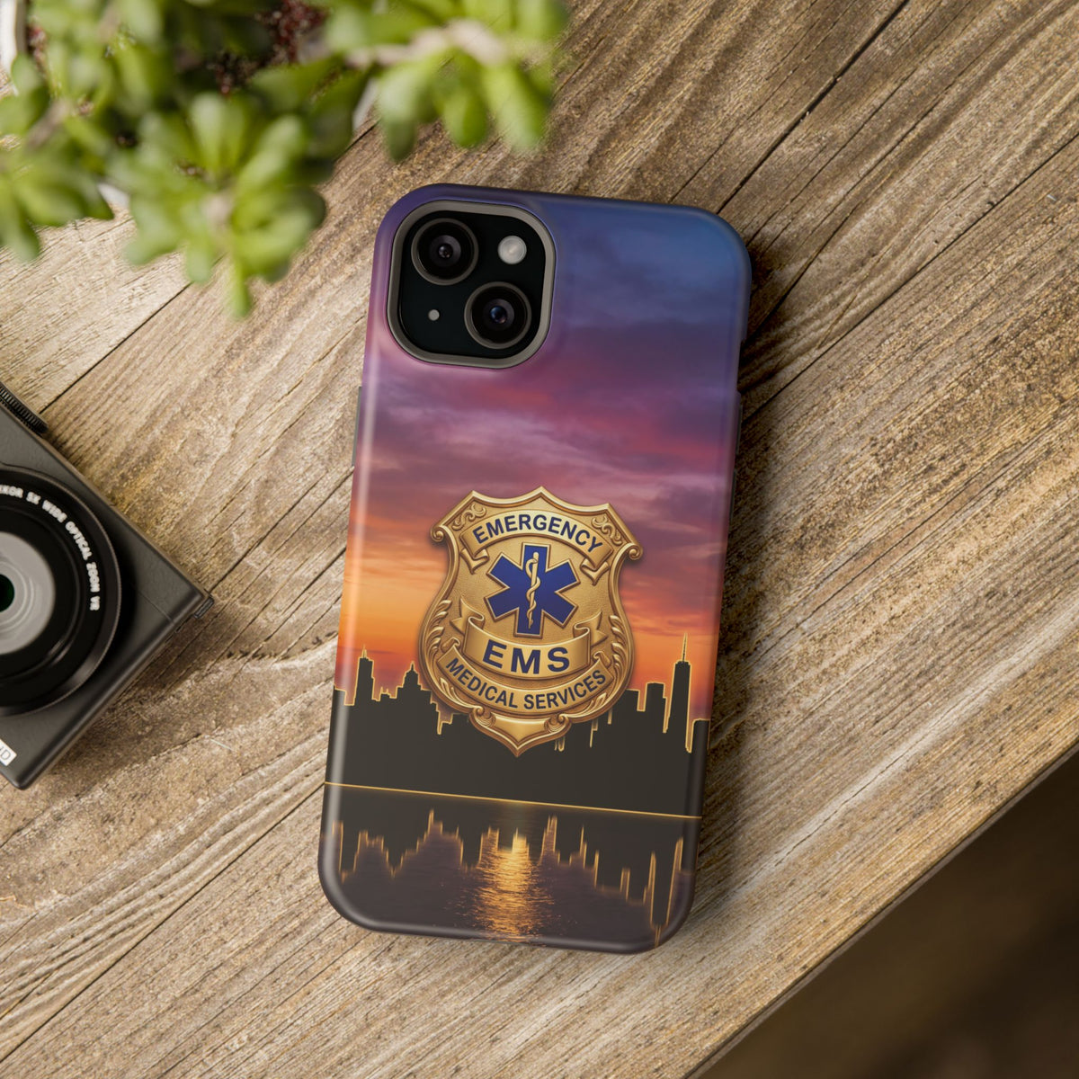 EMS Badge Sunset Skyline Phone Case — Magnetic Wireless Charging Cover