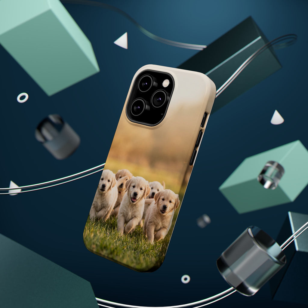 Golden Retriever Puppies Phone Case — Impact-Resistant Wireless Charging Cover