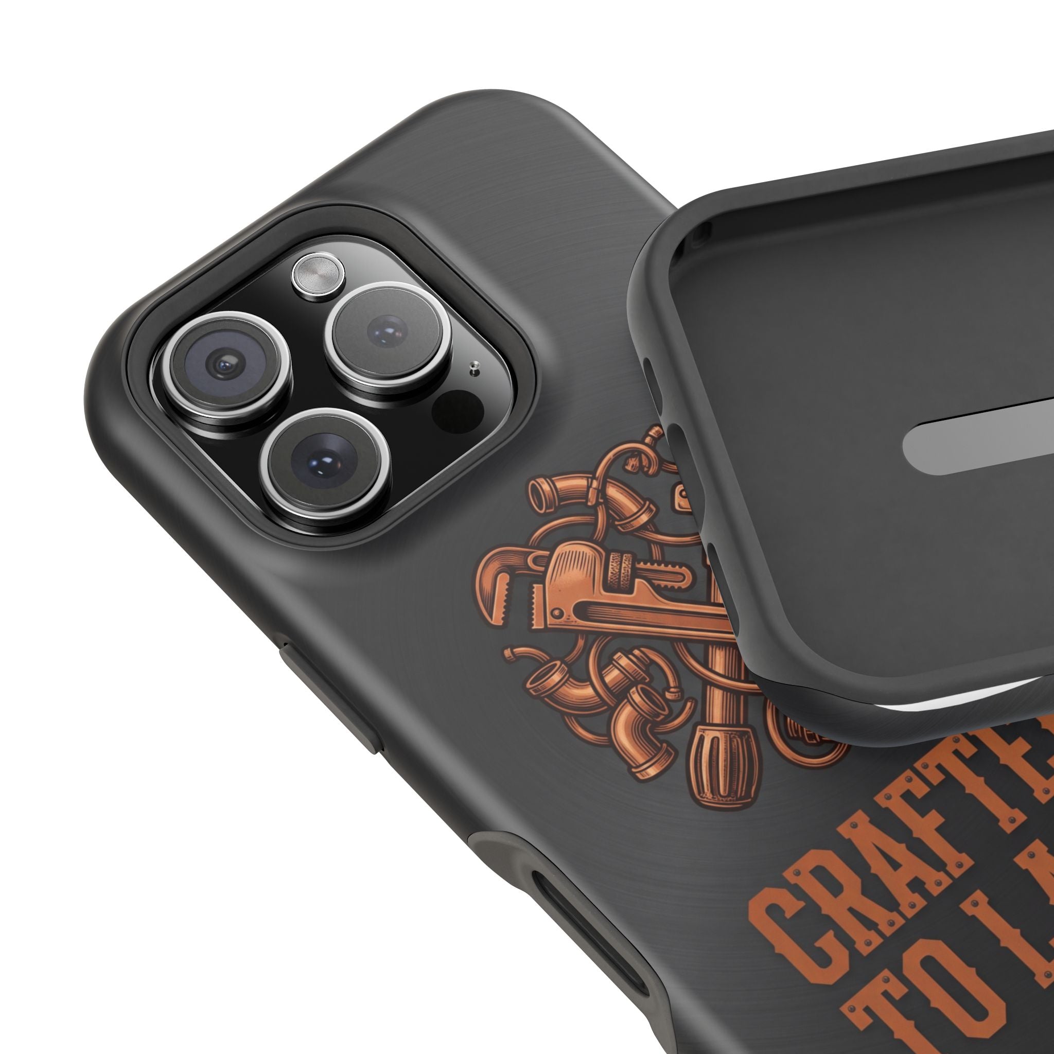 Crafted to Last Phone Case — Crossed Wrenches Wireless Charging Cover