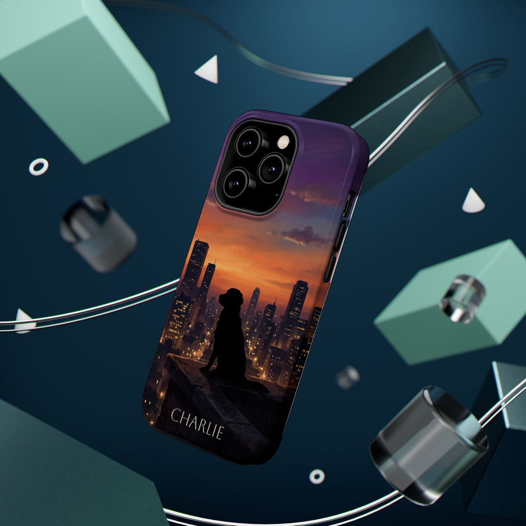Personalized Golden Retriever City Skyline Phone Case — Wireless Charging Cover