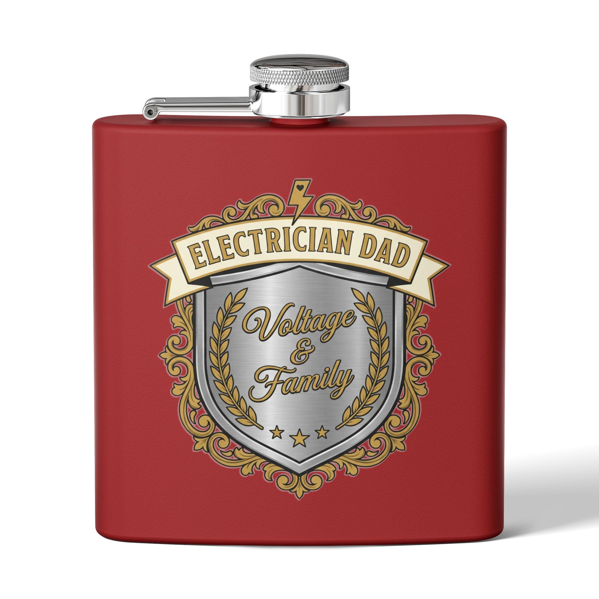 Flask — "Electrician Dad: Voltage & Family" 6oz Stainless Steel Hip Flask