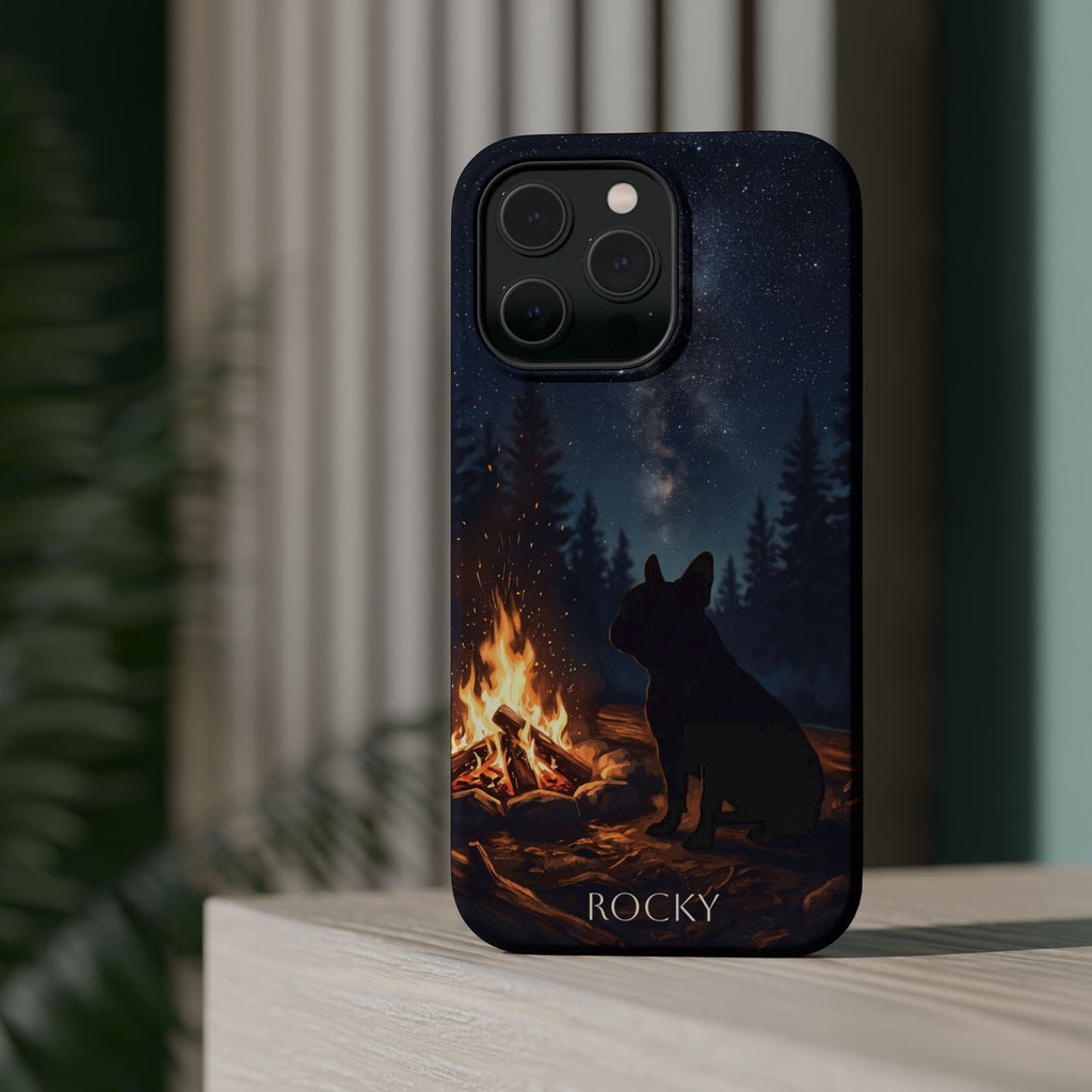 Personalized French Bulldog Campfire Phone Case — Wireless Charging Cover