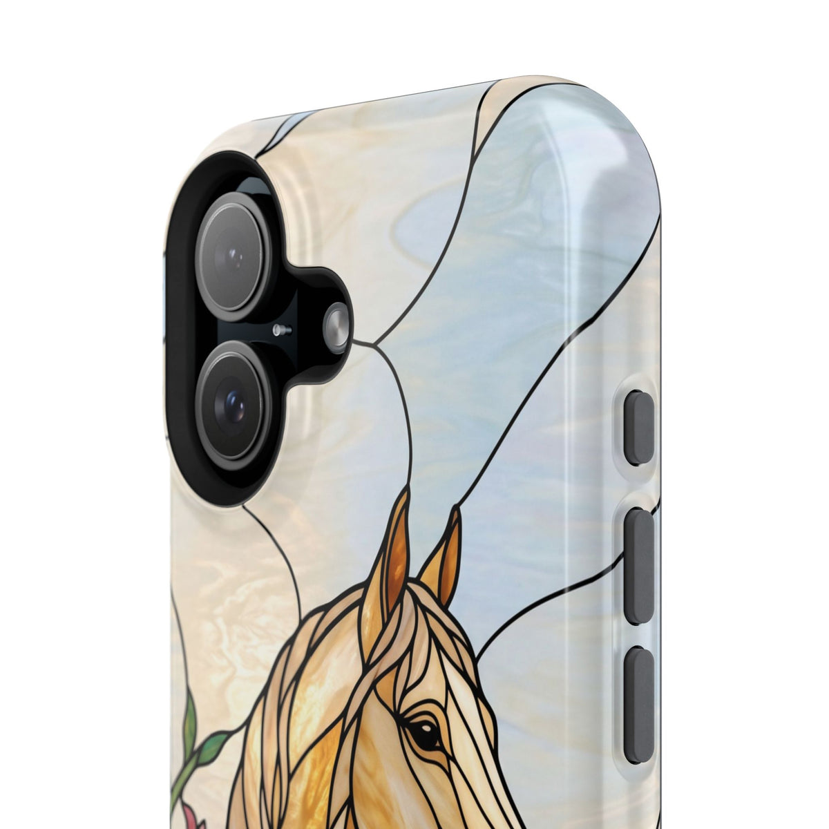 Floral Stained Glass Horse Phone Case — Tough Magnetic Case with Wireless Charging