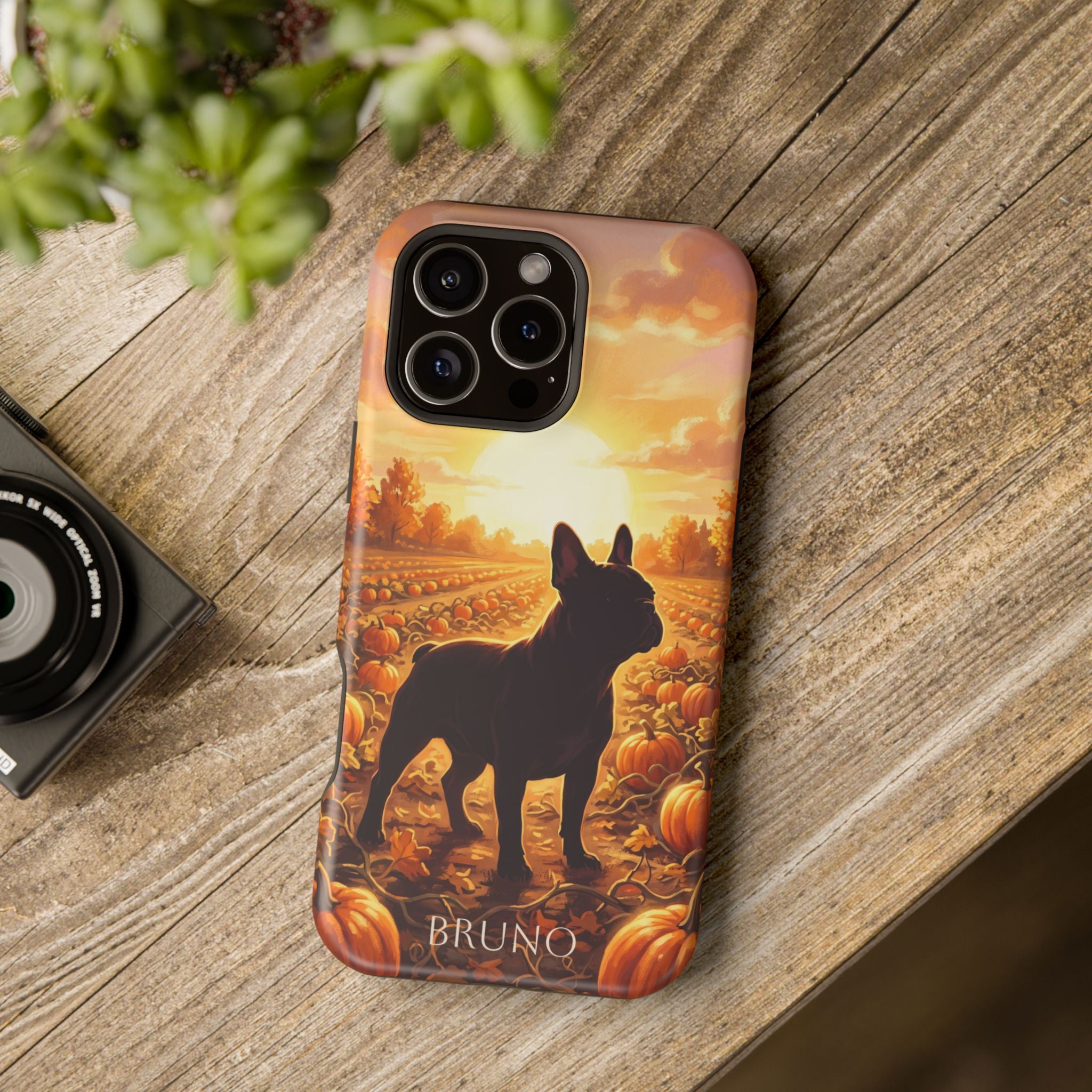 Personalized French Bulldog Pumpkin Patch Phone Case — Wireless Charging Cover