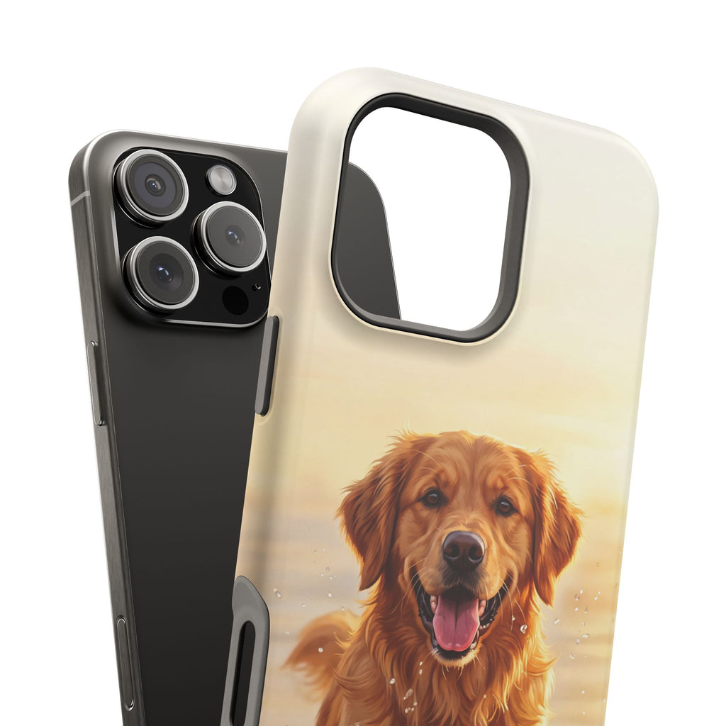 Beach Golden Retriever Phone Case — Impact-Resistant Wireless Charging Cover