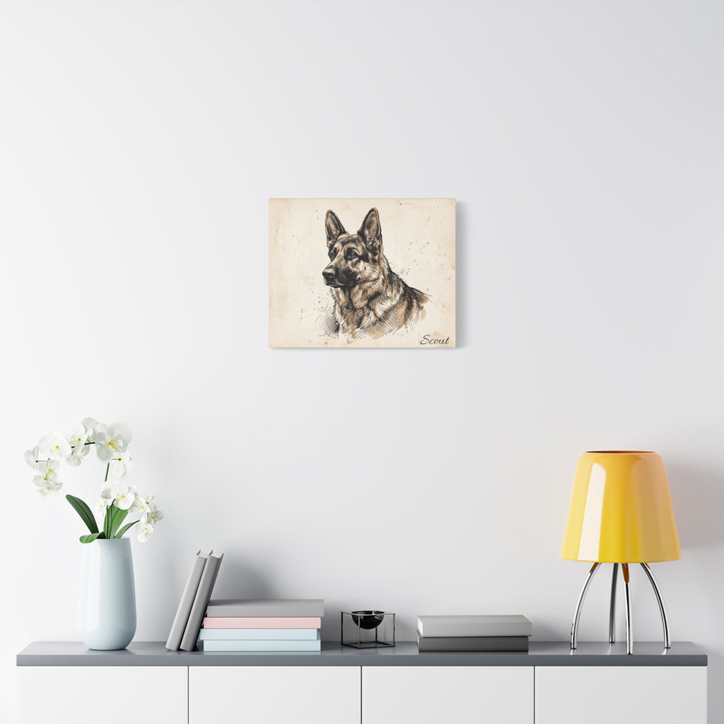 German Shepherd Personalized Canvas | Vintage Sketch Wall Art