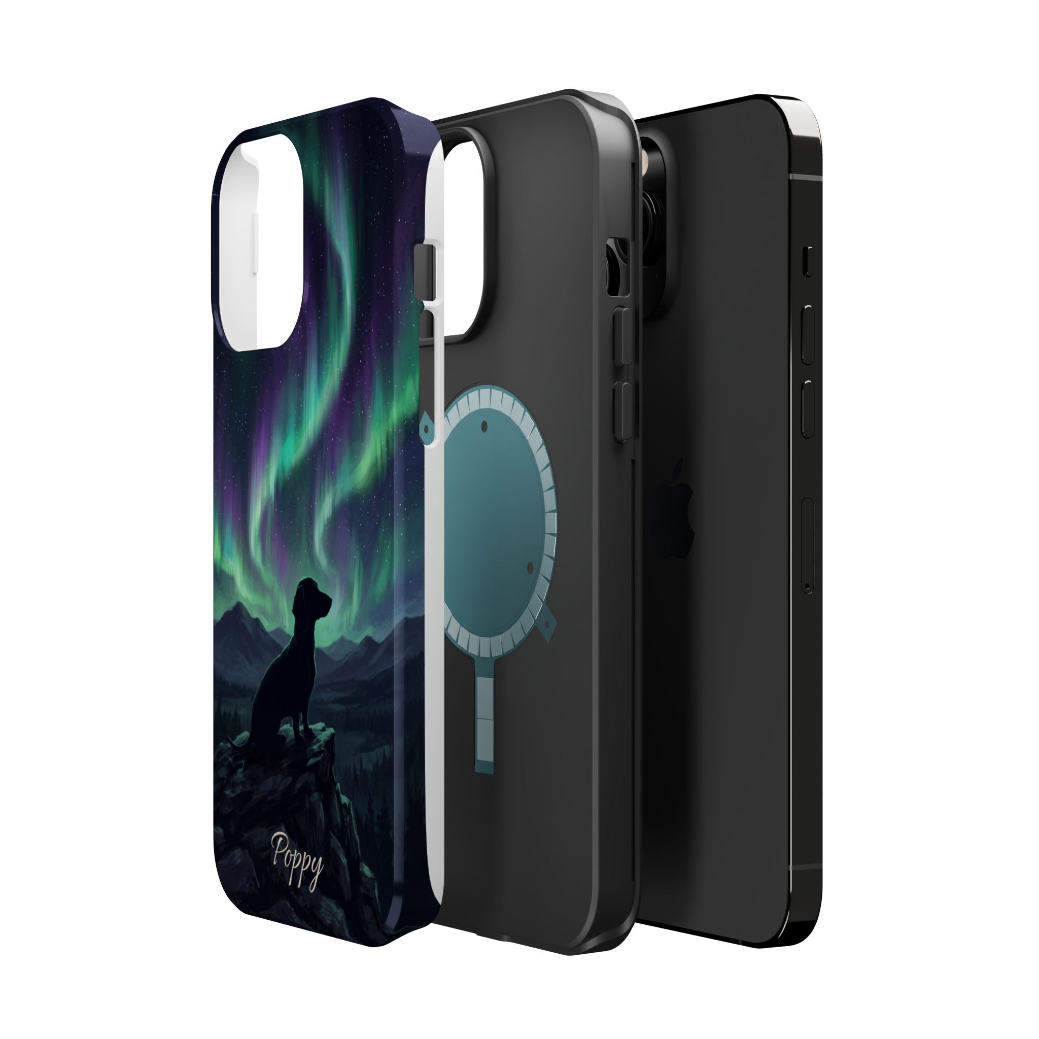 Personalized Dachshund Northern Lights Phone Case — Wireless Charging Cover