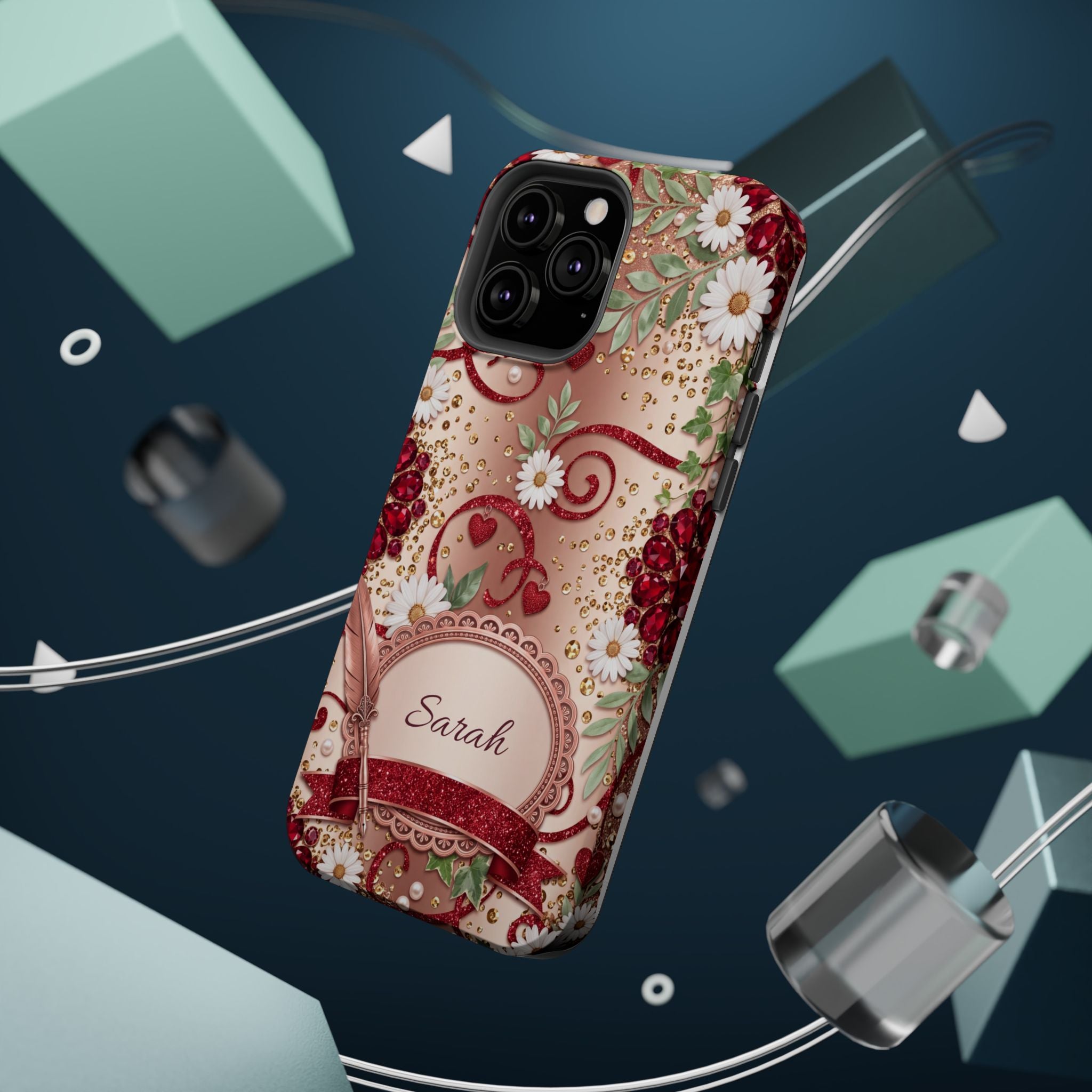 Personalized Vintage Floral Teacher Phone Case — Wireless Charging Cover