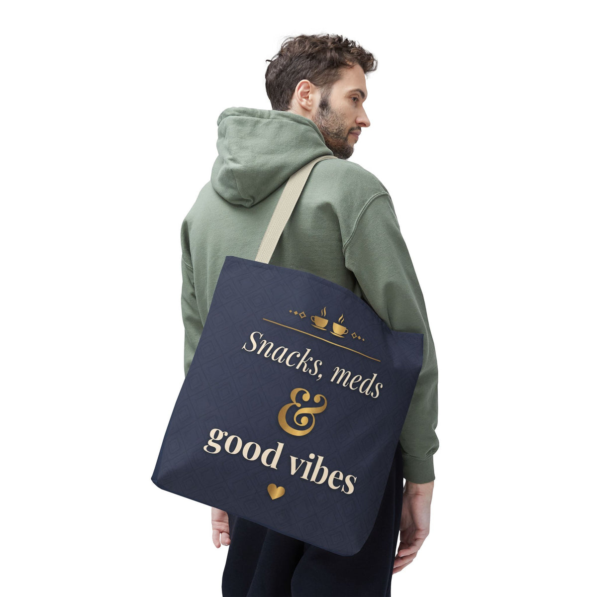 Snacks Meds & Good Vibes Tote | Funny Nurse Gift Tote Bag | Healthcare Worker Humour Gift | Premium Polyester Carry-All