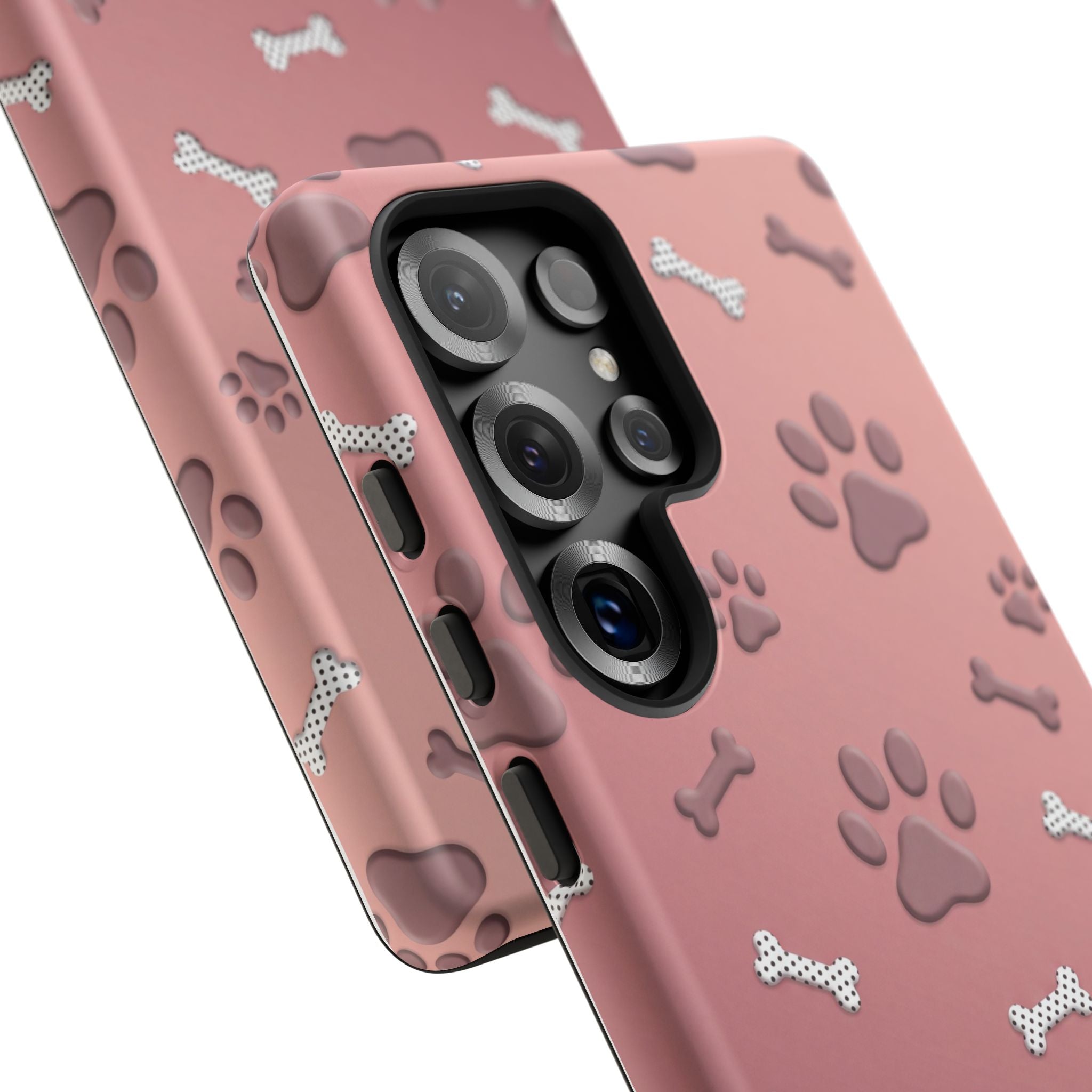 iPhone & Samsung Phone Case | Paw Print & Bone  | Dusty Rose Pattern Case for Frenchie Lovers
