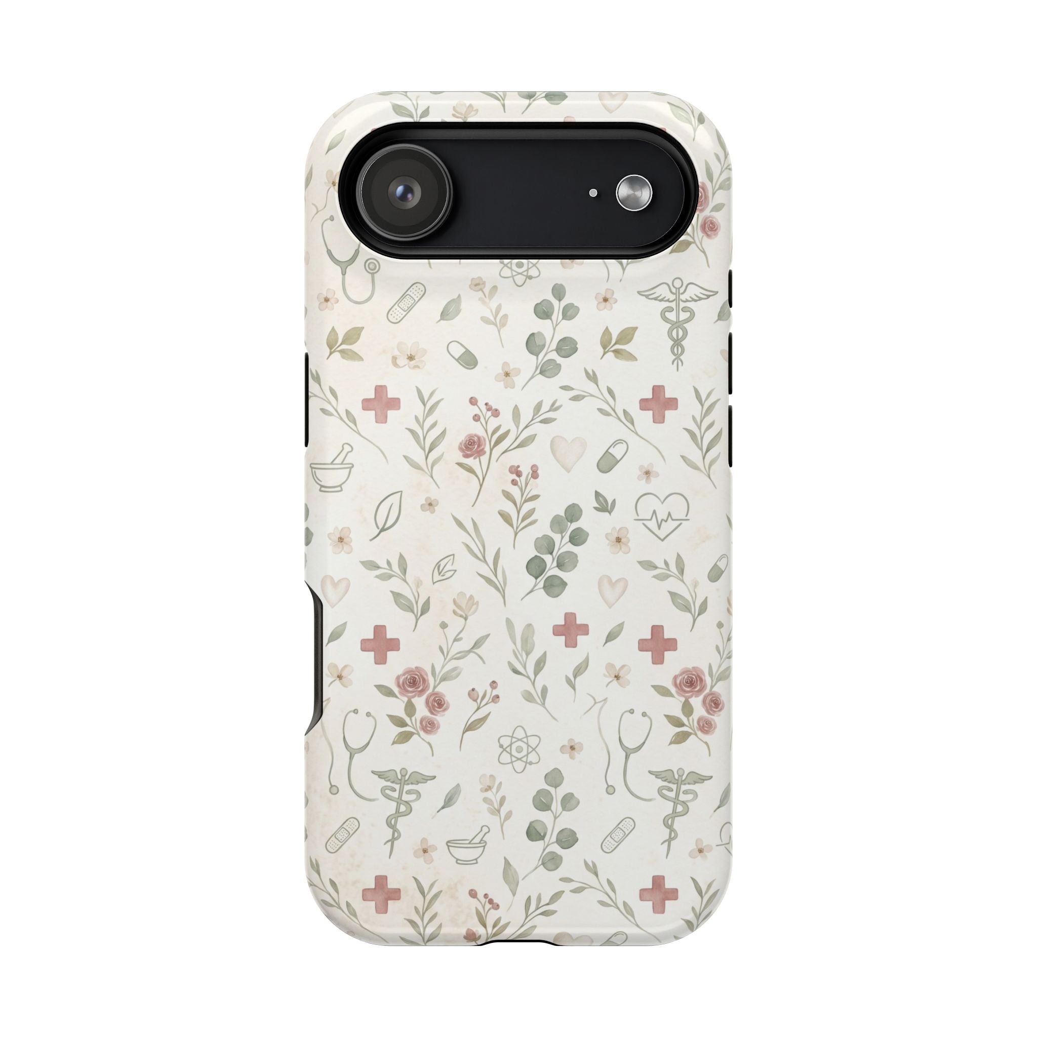 Floral Nurse Phone Case — Impact-Resistant Wireless Charging Cover