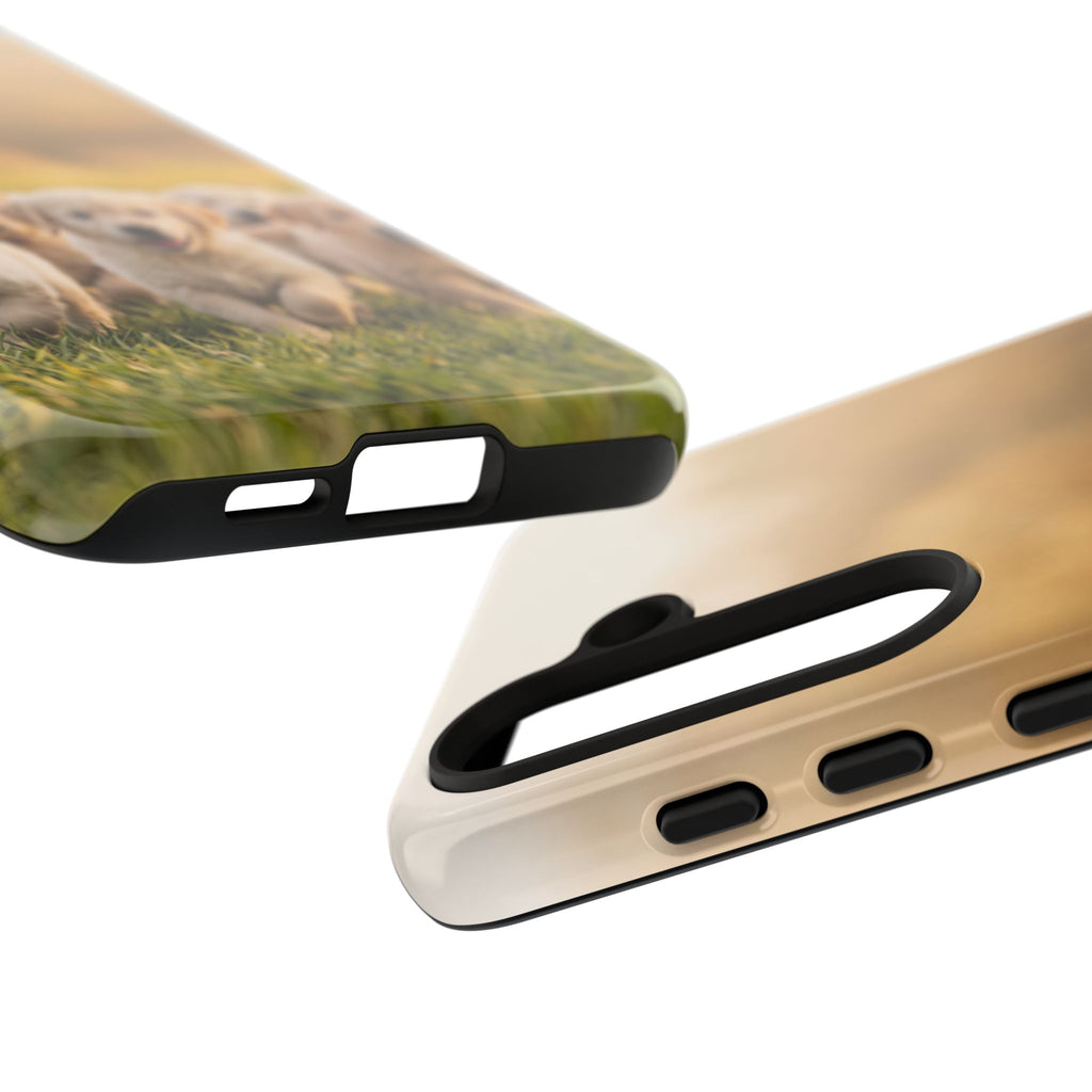 Golden Retriever Puppies Phone Case | Playful Puppy Pack Running in Grass | iPhone & Samsung