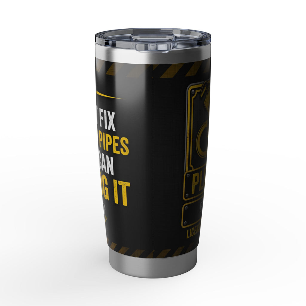 Personalized Plumber Tumbler – Industrial Black & Yellow Badge Design 20 oz