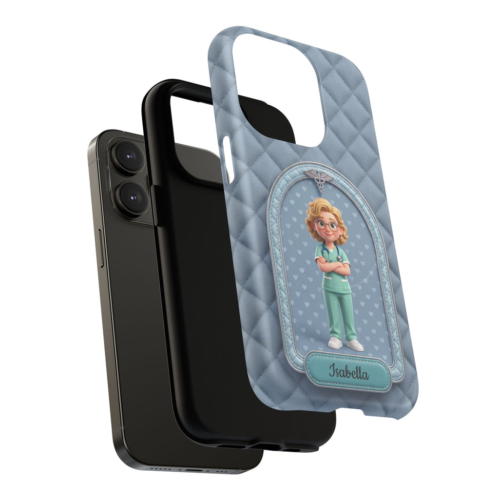 Personalized Nurse Phone Case | Quilted Badge Design, Custom Name iPhone Case
