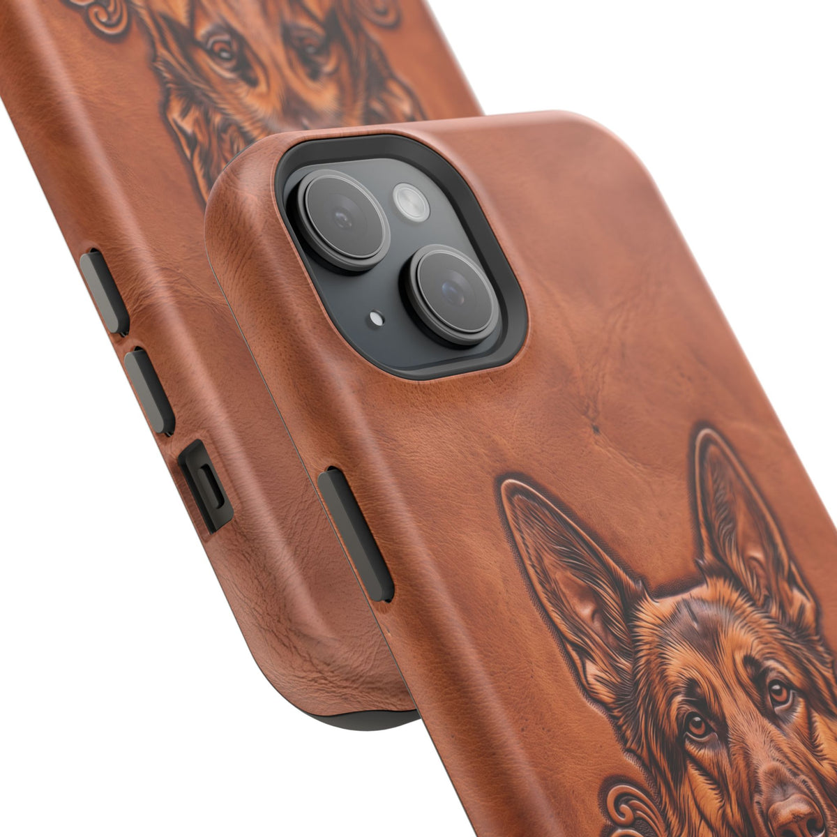German Shepherd Phone Case | Western Tooled Art — Tough Magnetic Case with Wireless Charging