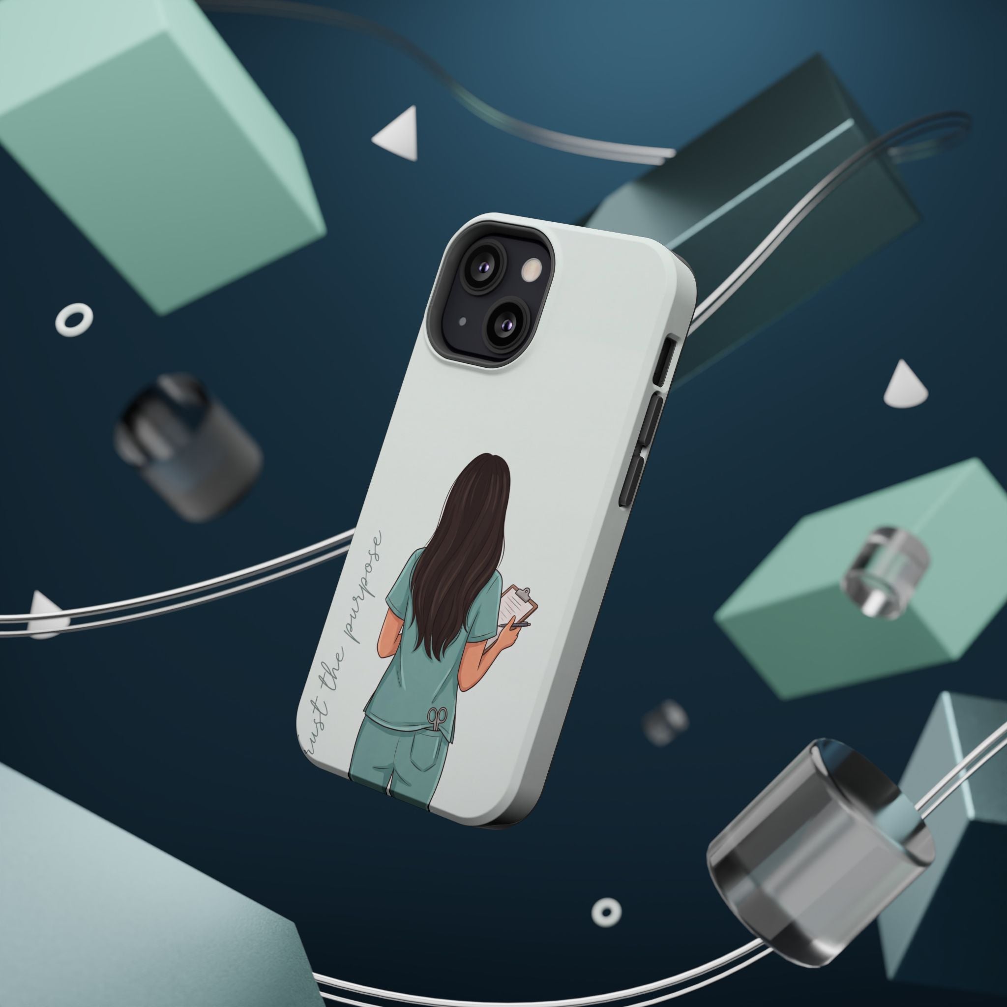 Nurse Illustration Phone Case — Impact-Resistant Wireless Charging Cover