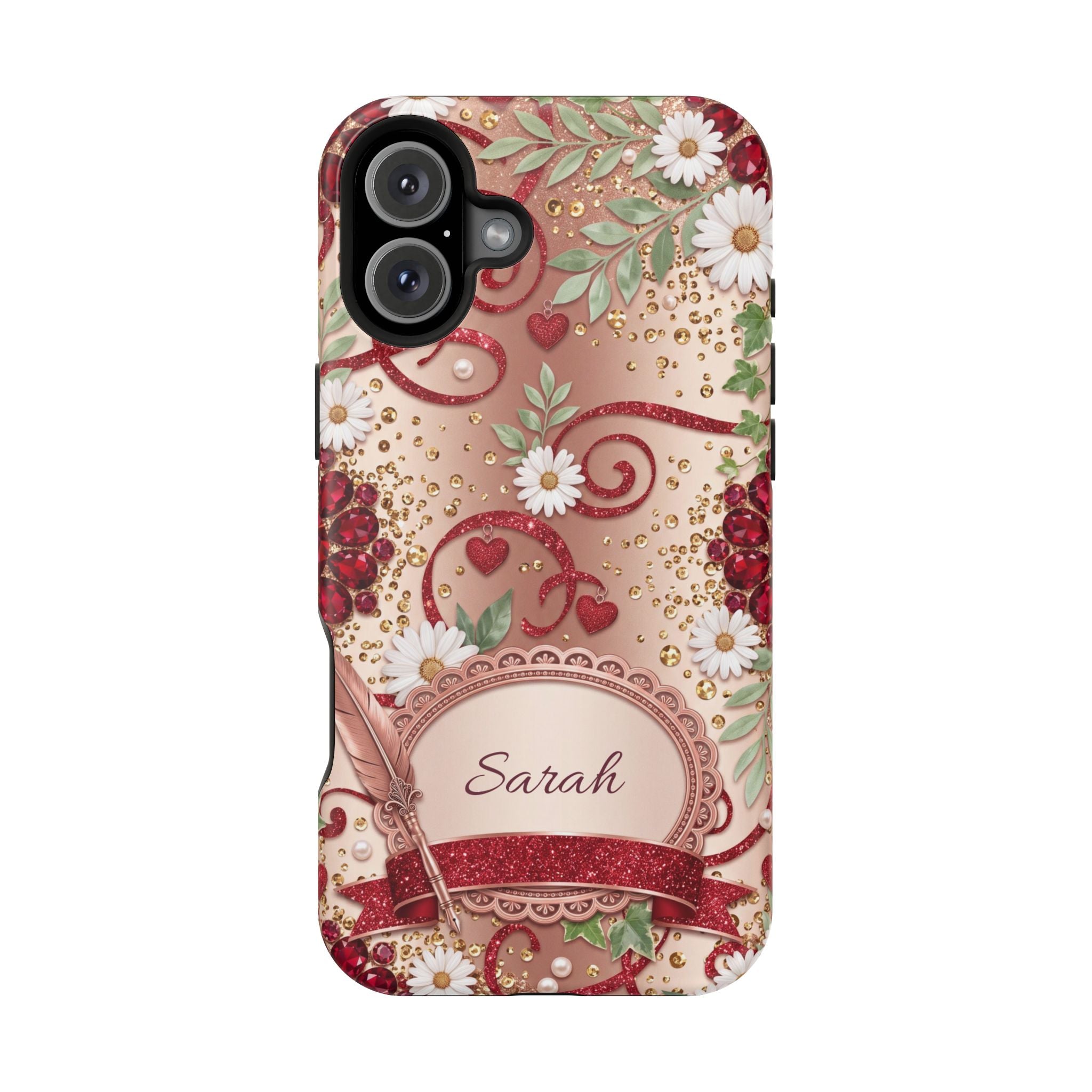 Personalized Vintage Floral Teacher Phone Case — Wireless Charging Cover