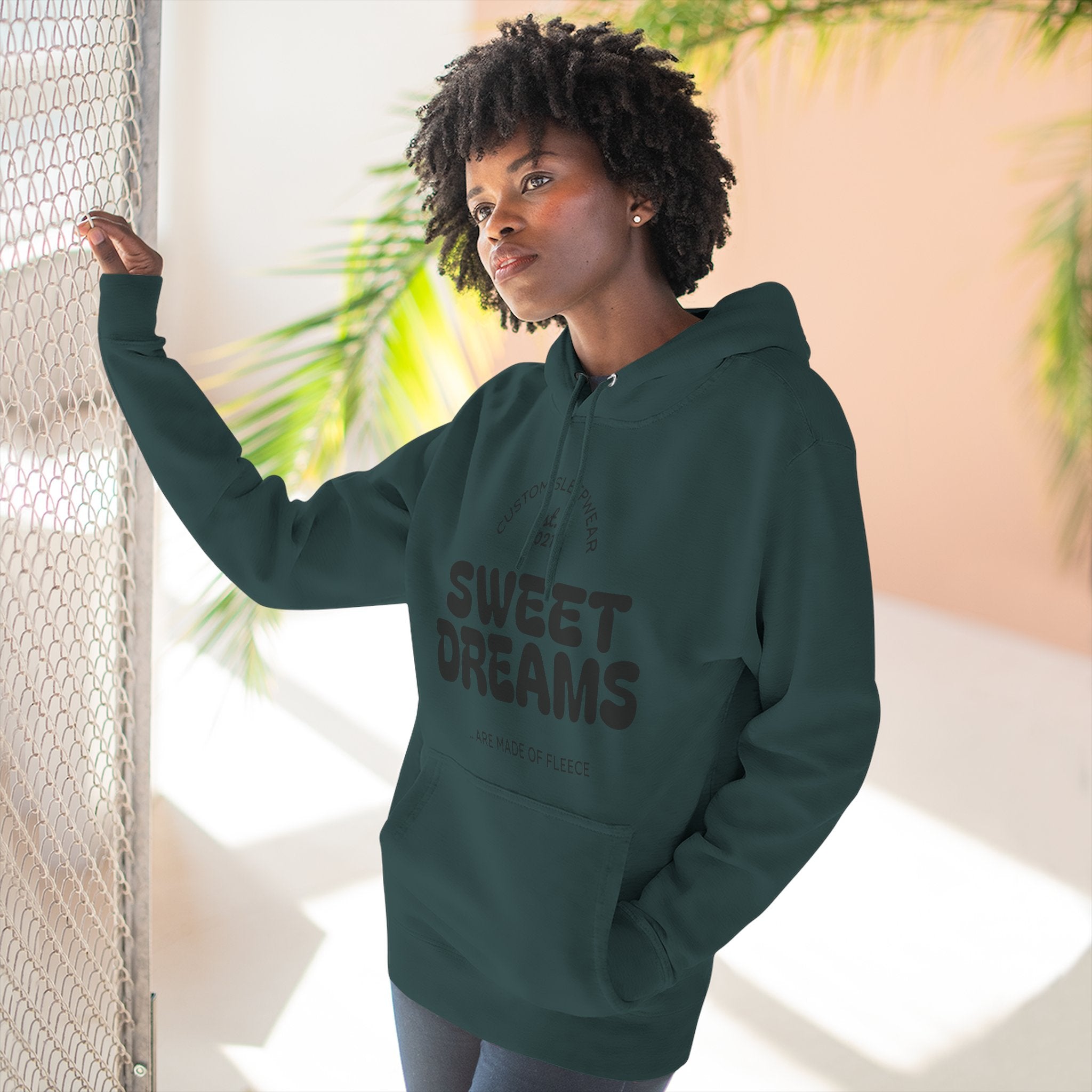 Sweet Dreams Hoodie — Cozy Fleece Pullover with Retro Script