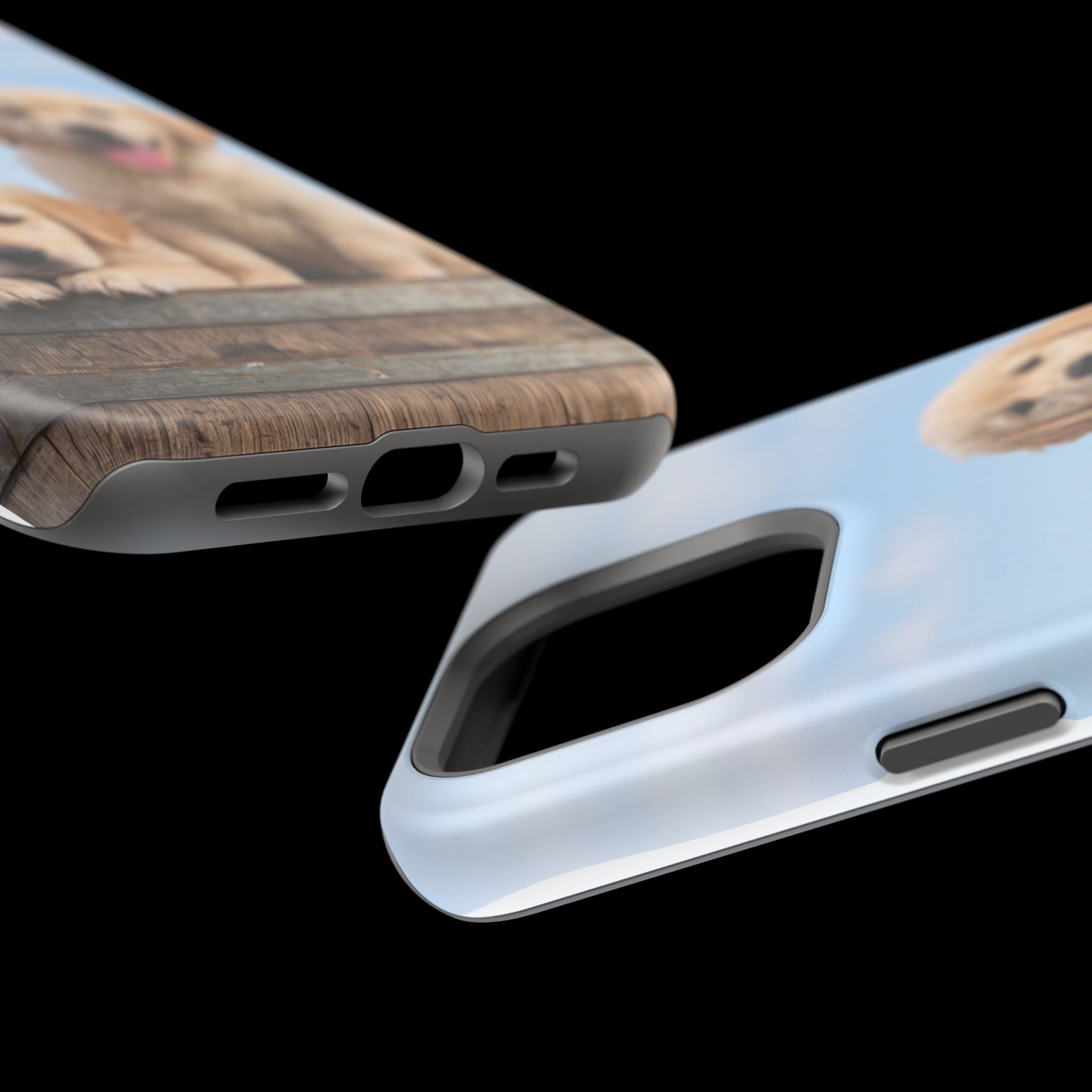 Golden Retriever Puppy Duo Phone Case — Impact-Resistant Wireless Charging Cover