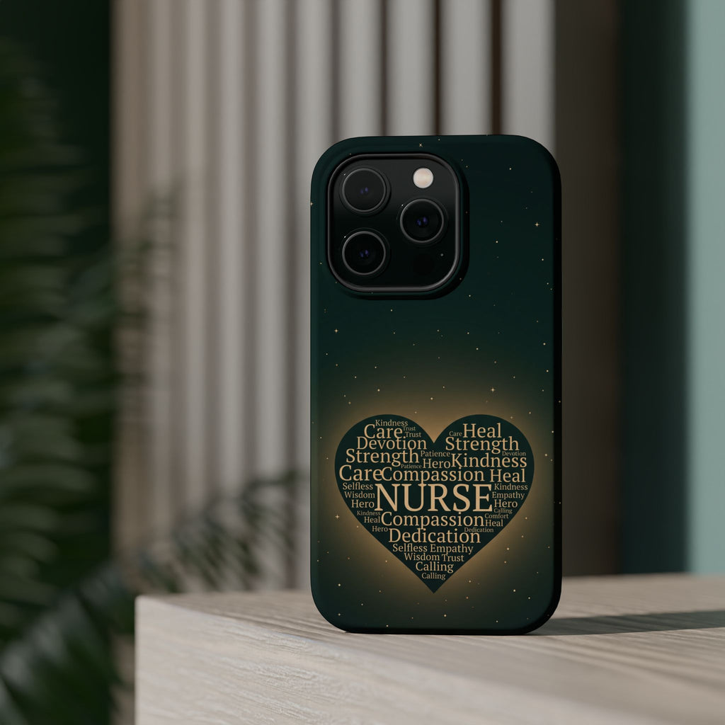 Nurse Heart Word and Art Phone Case — Impact-Resistant Wireless Charging Cover