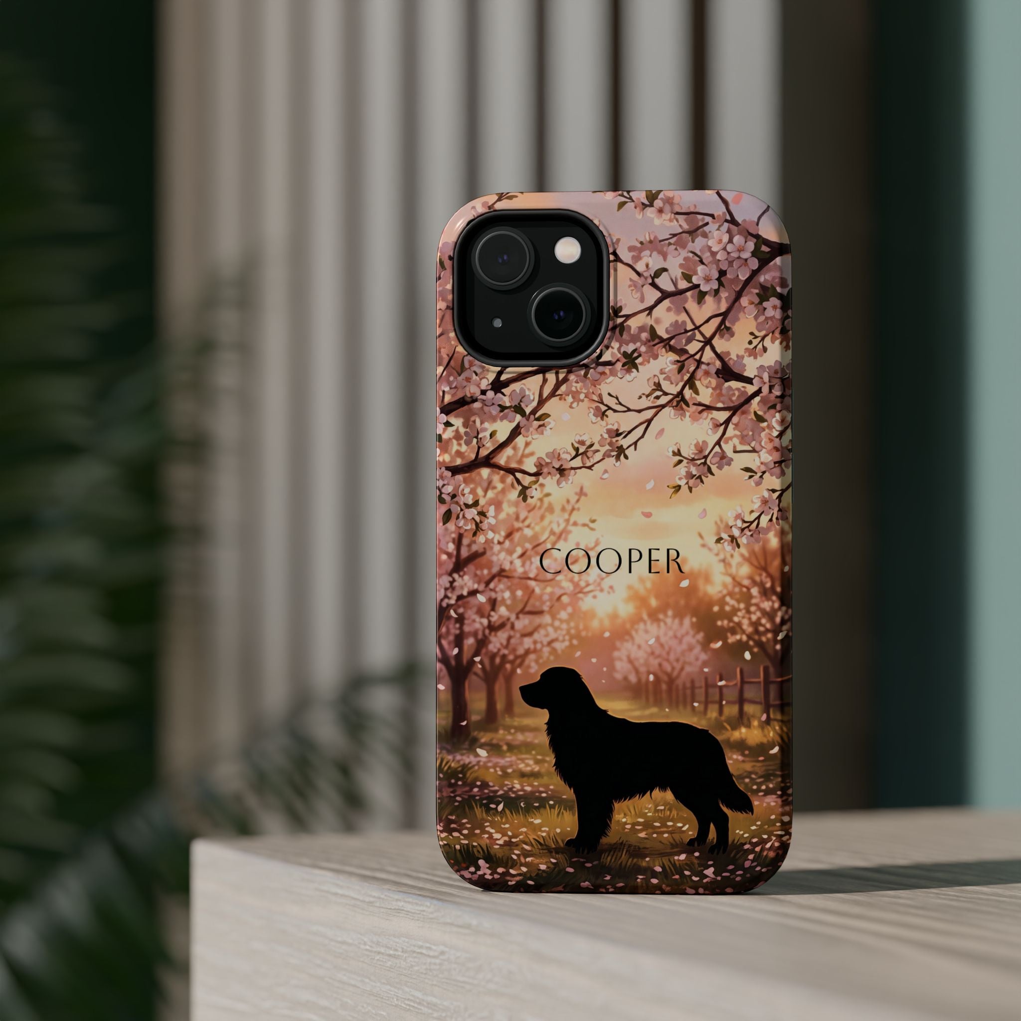 Personalized Golden Retriever Autumn Forest Phone Case — Wireless Charging Cover