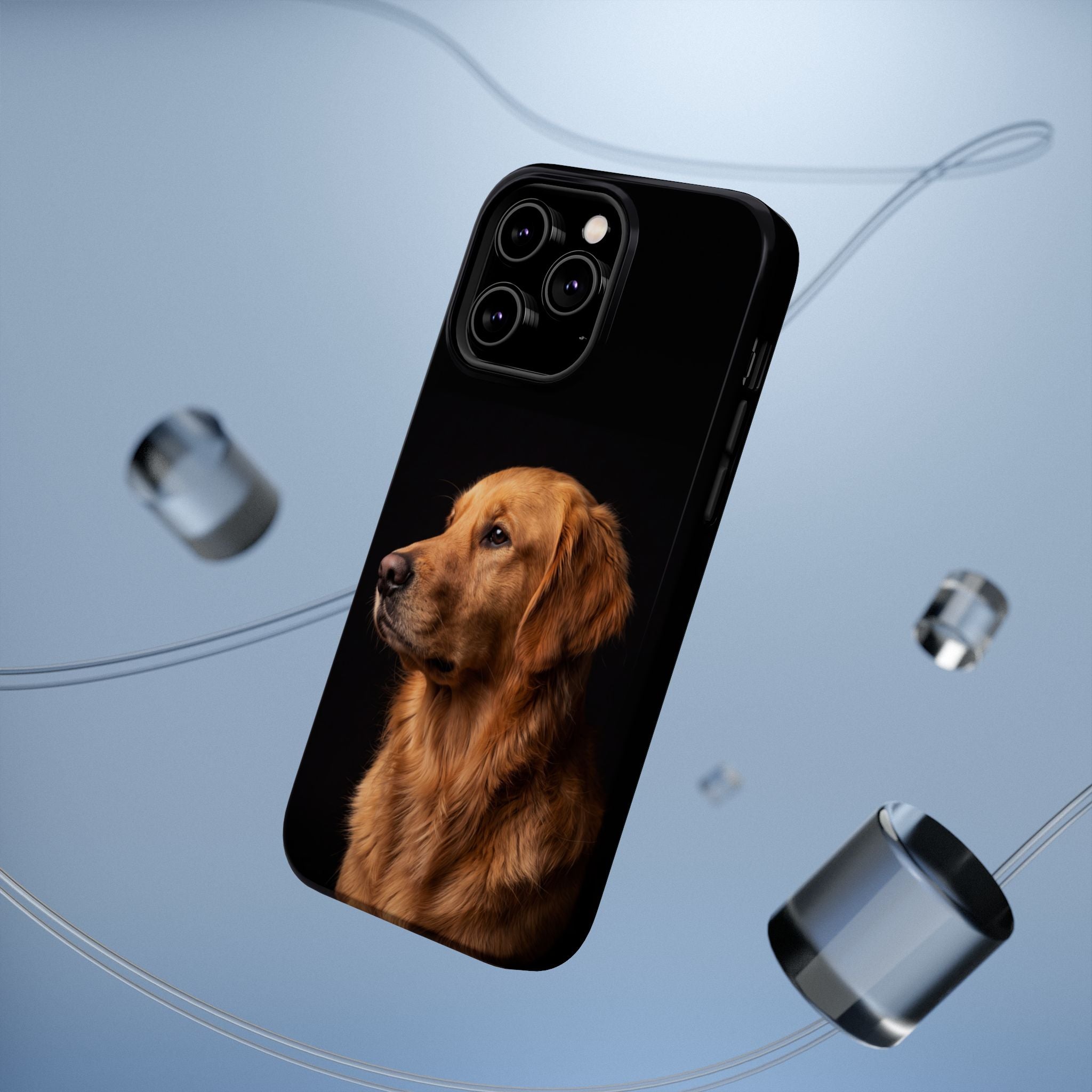 Golden Retriever Portrait Phone Case — Impact-Resistant Wireless Charging Cover