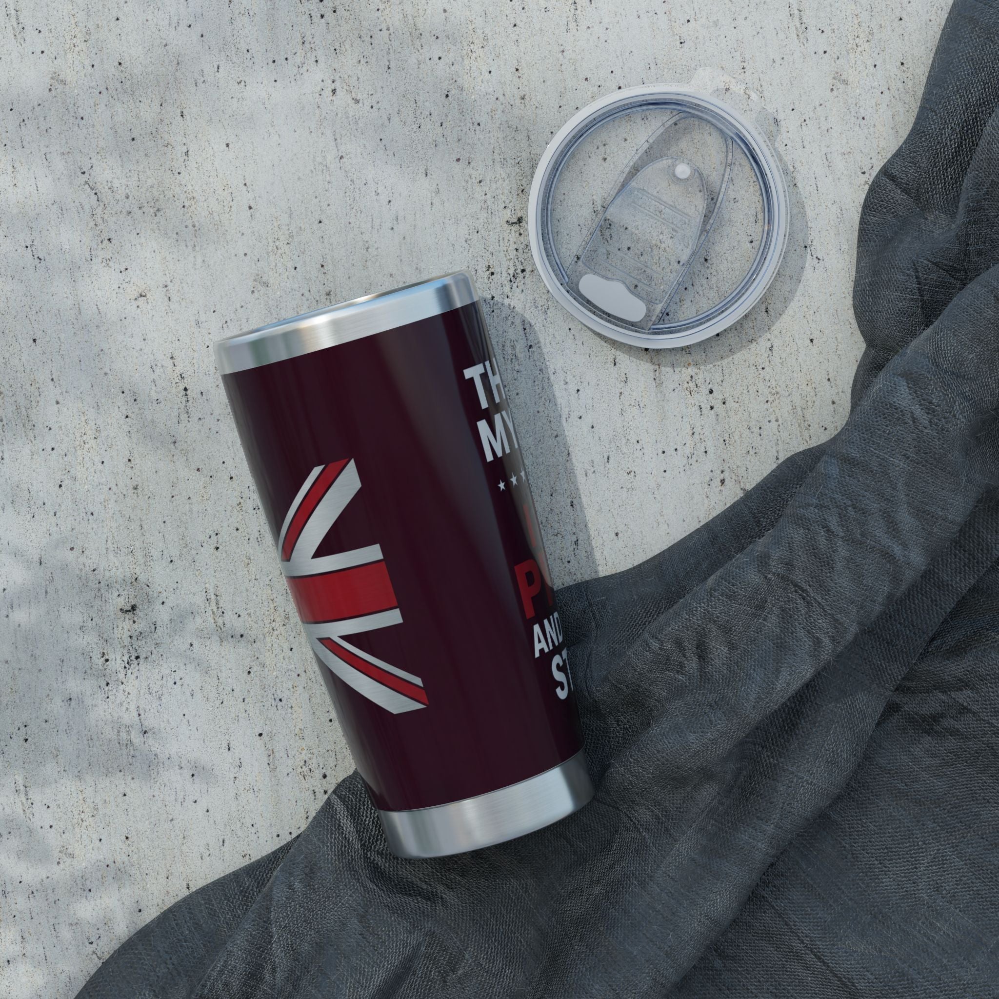 Funny Plumber Tumbler – UK Flag - "That's My Job" Burgundy Design 20 oz