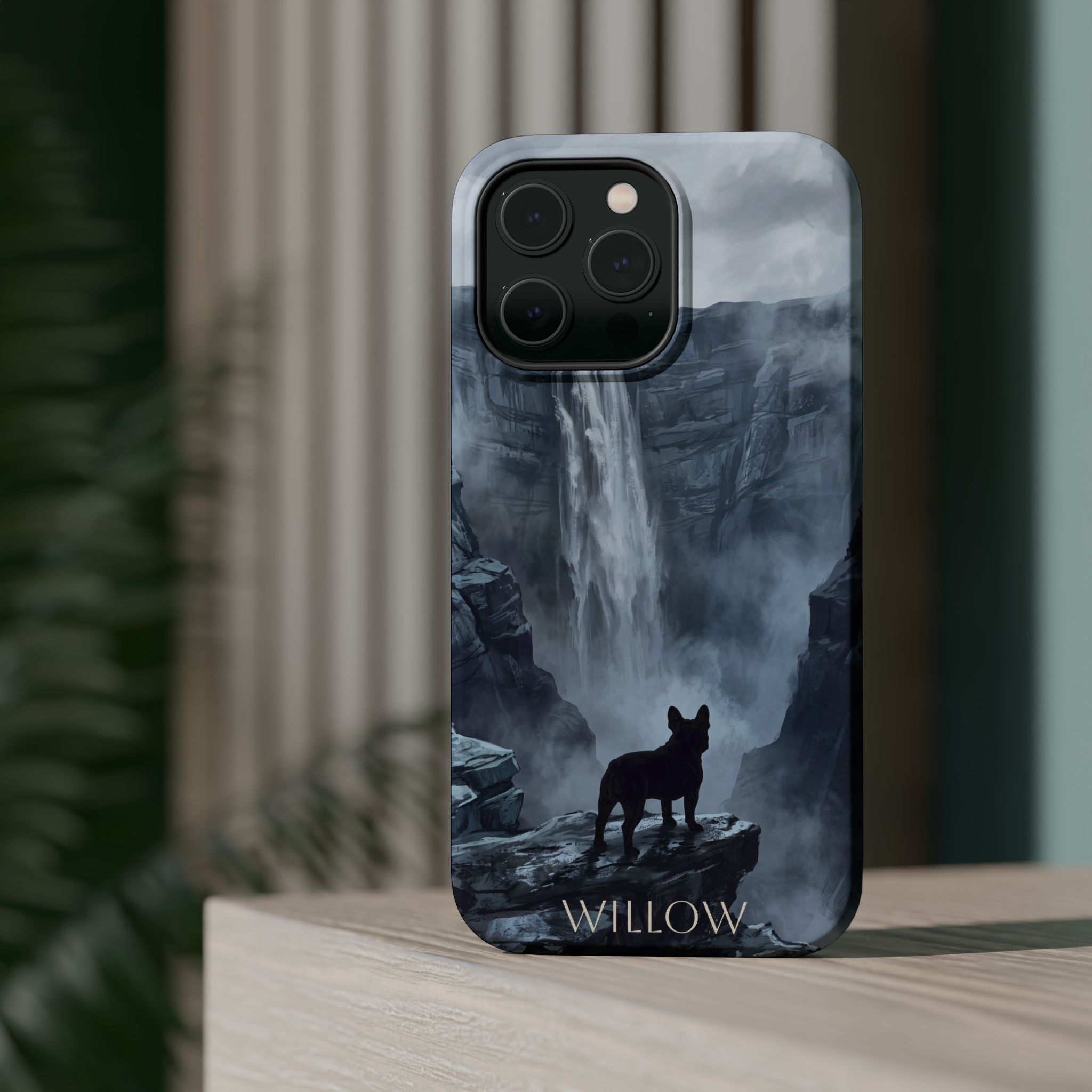 Personalized French Bulldog Misty Waterfall Phone Case — Wireless Charging Cover