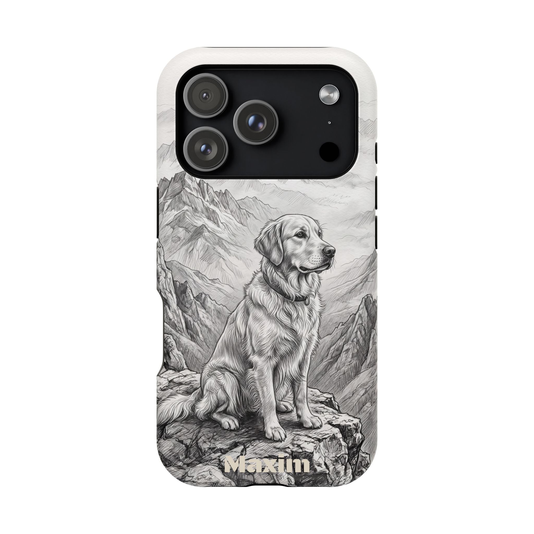Personalized Golden Retriever Mountain Peak Phone Case — Wireless Charging Cover