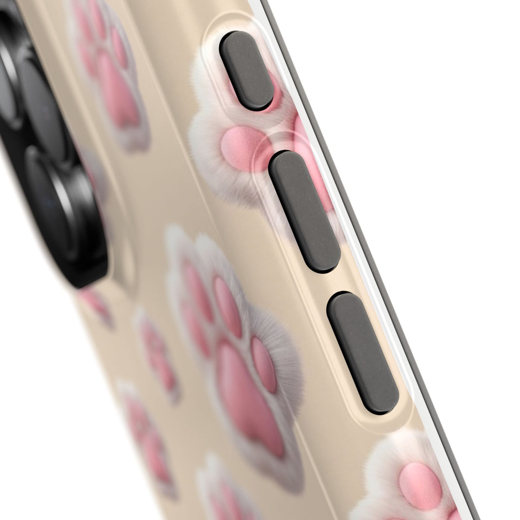 Pink Paw Print Phone Case — Impact-Resistant Wireless Charging Cover