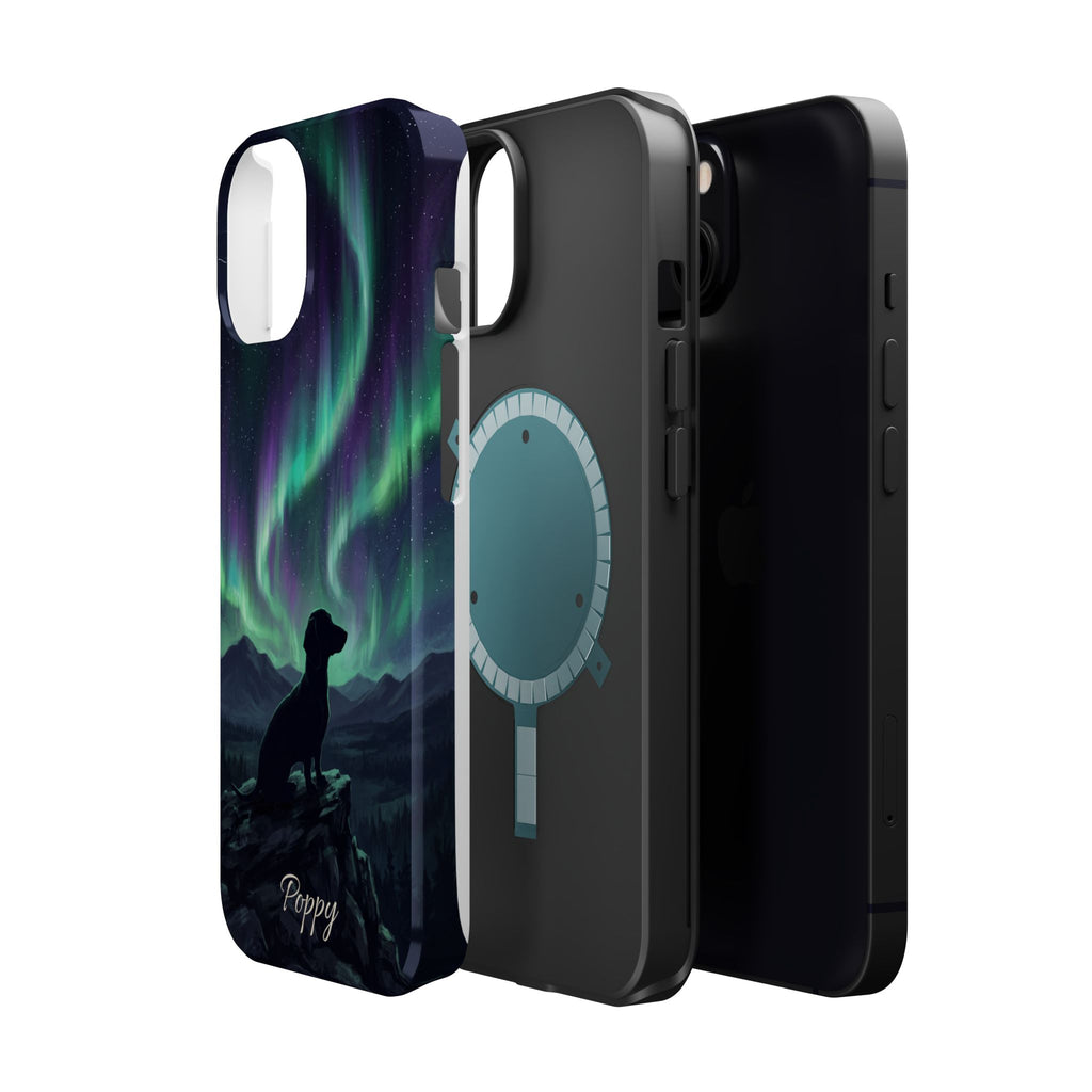 Personalized Dachshund Northern Lights Phone Case — Wireless Charging Cover
