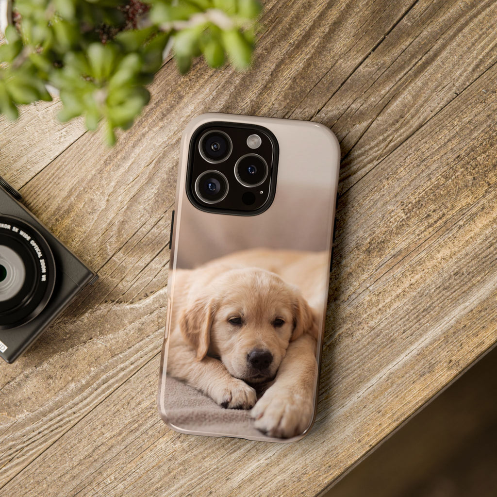 Sleepy Golden Retriever Puppy Phone Case | Cozy Cuddly Puppy Portrait | Samsung & iPhone
