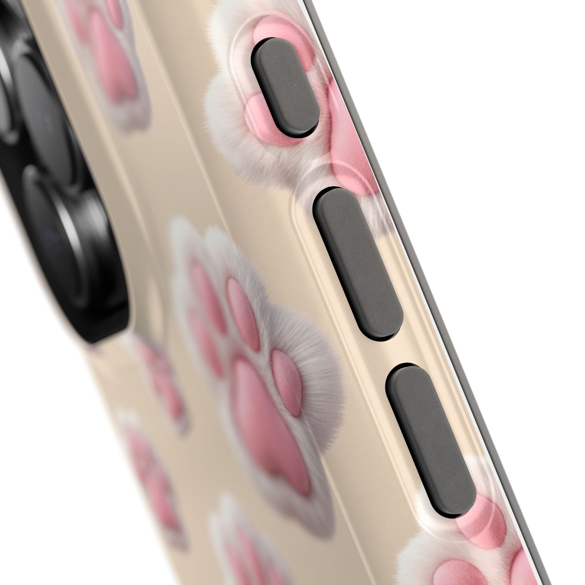 Pink Paw Print Phone Case — Impact-Resistant Wireless Charging Cover