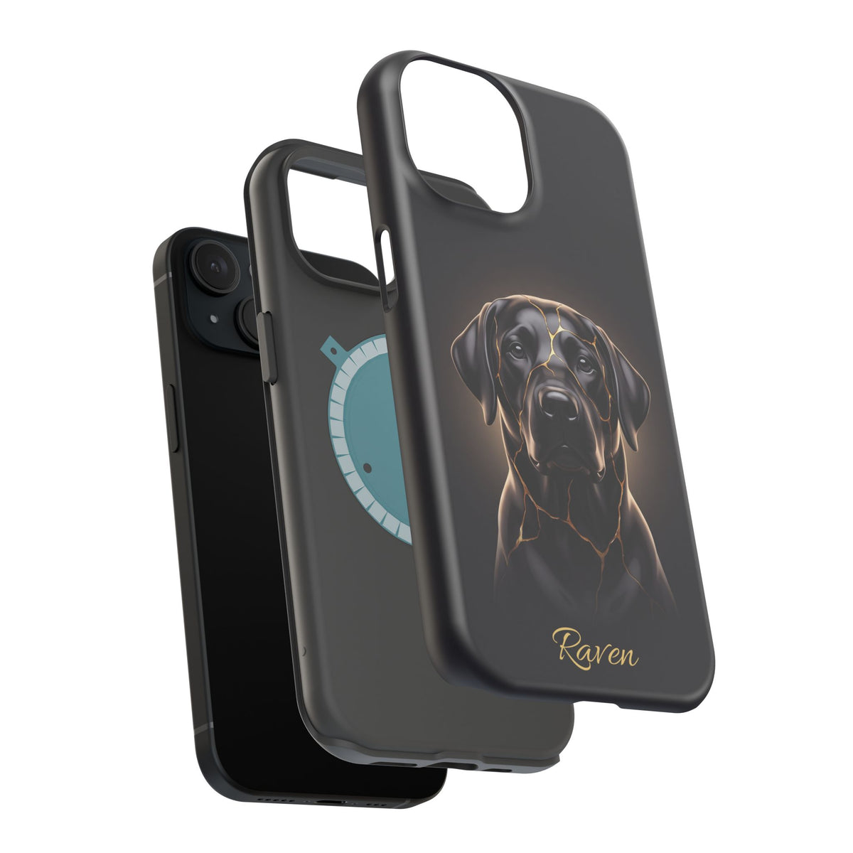 Personalized Obsidian Kintsugi Labrador Phone Case — Tough Magnetic Case with Wireless Charging