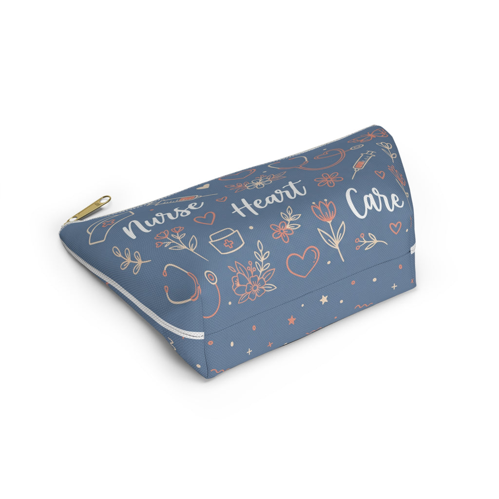 Nurse Heart Care Boho Accessory Pouch — T-Bottom Zipper Bag