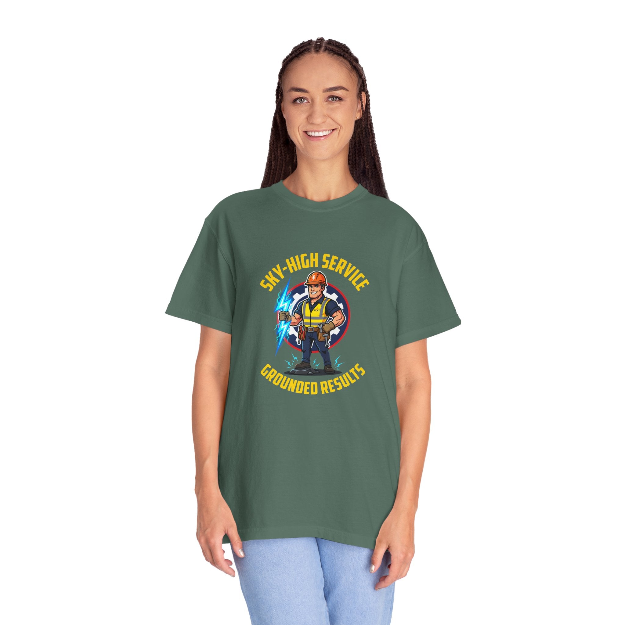 Sky-High Service Grounded Results Electrician T-Shirt