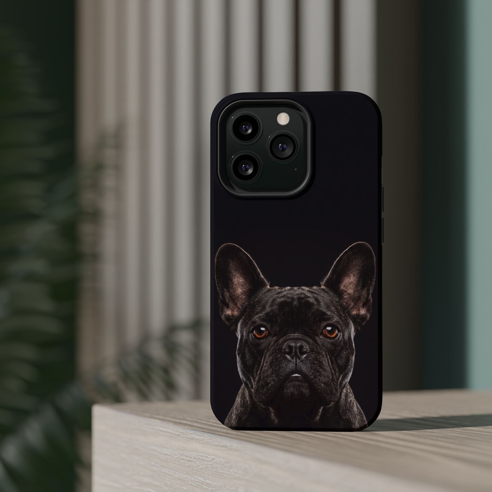 Black French Bulldog Phone Case — Impact-Resistant Wireless Charging Cover