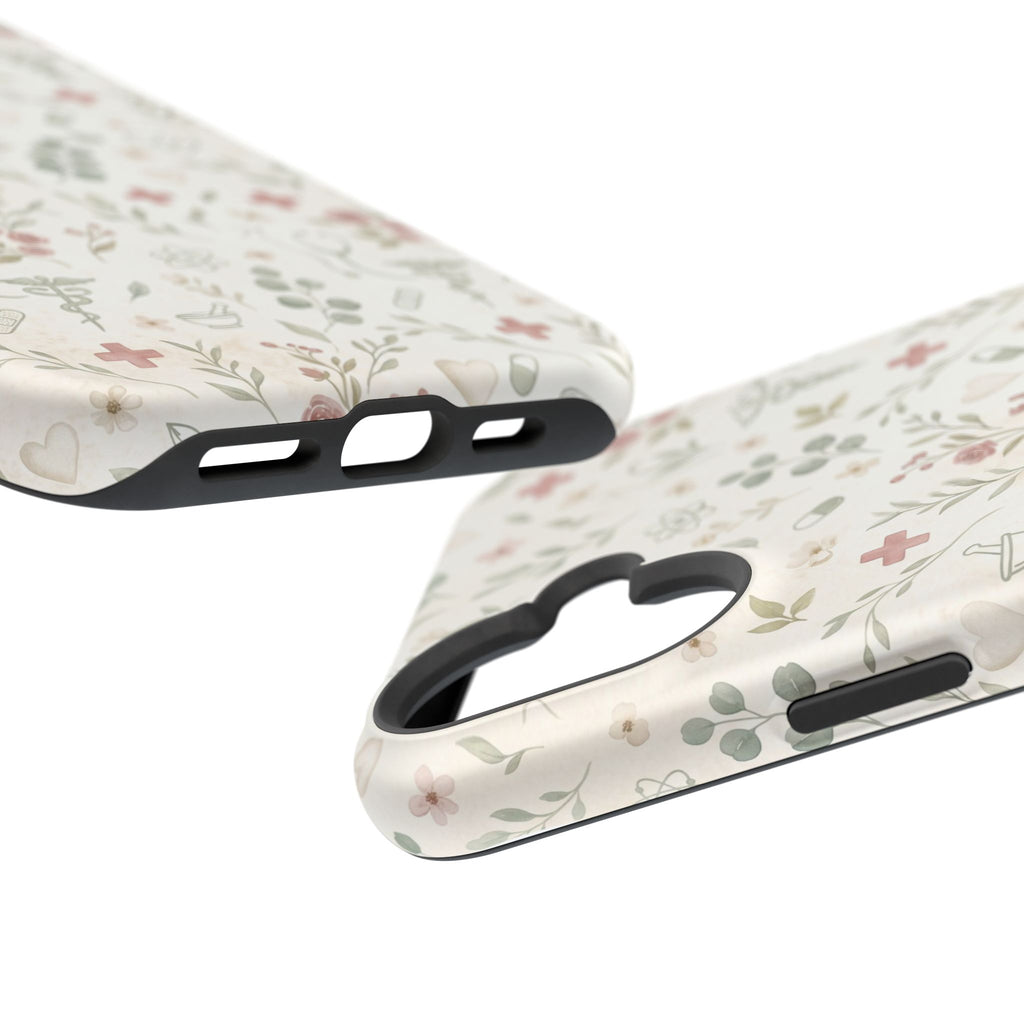 Floral Nurse Phone Case — Impact-Resistant Wireless Charging Cover