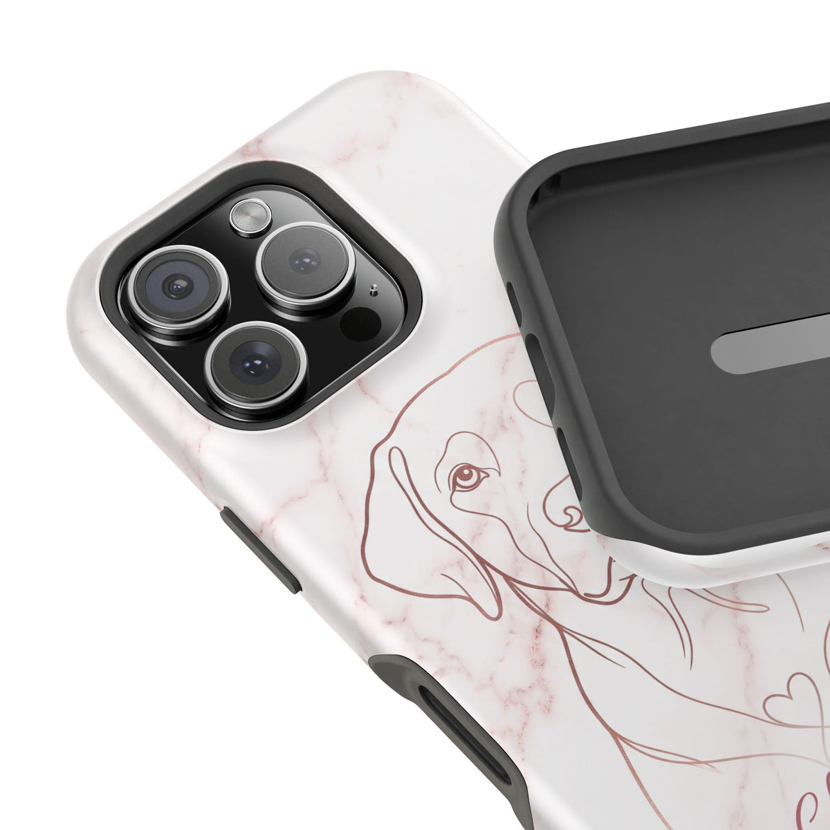 Personalized Rose Gold Marble Labrador Phone Case — Tough Magnetic Case with Wireless Charging