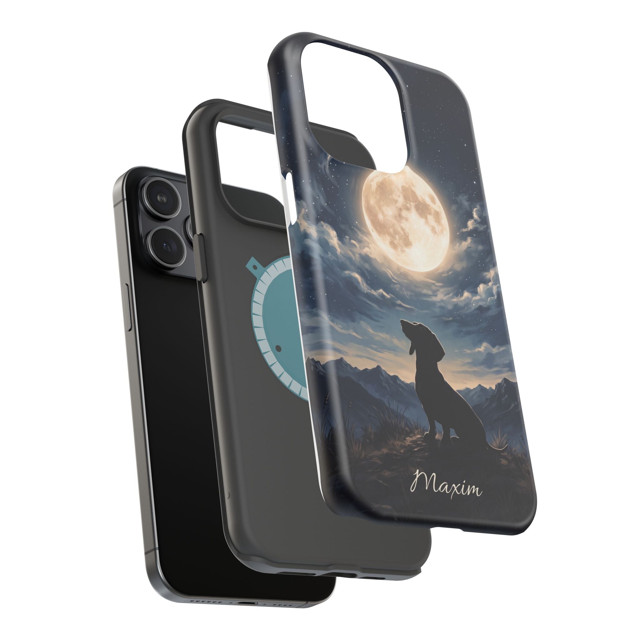 Personalized Dachshund Moonlight Phone Case — Wireless Charging Cover